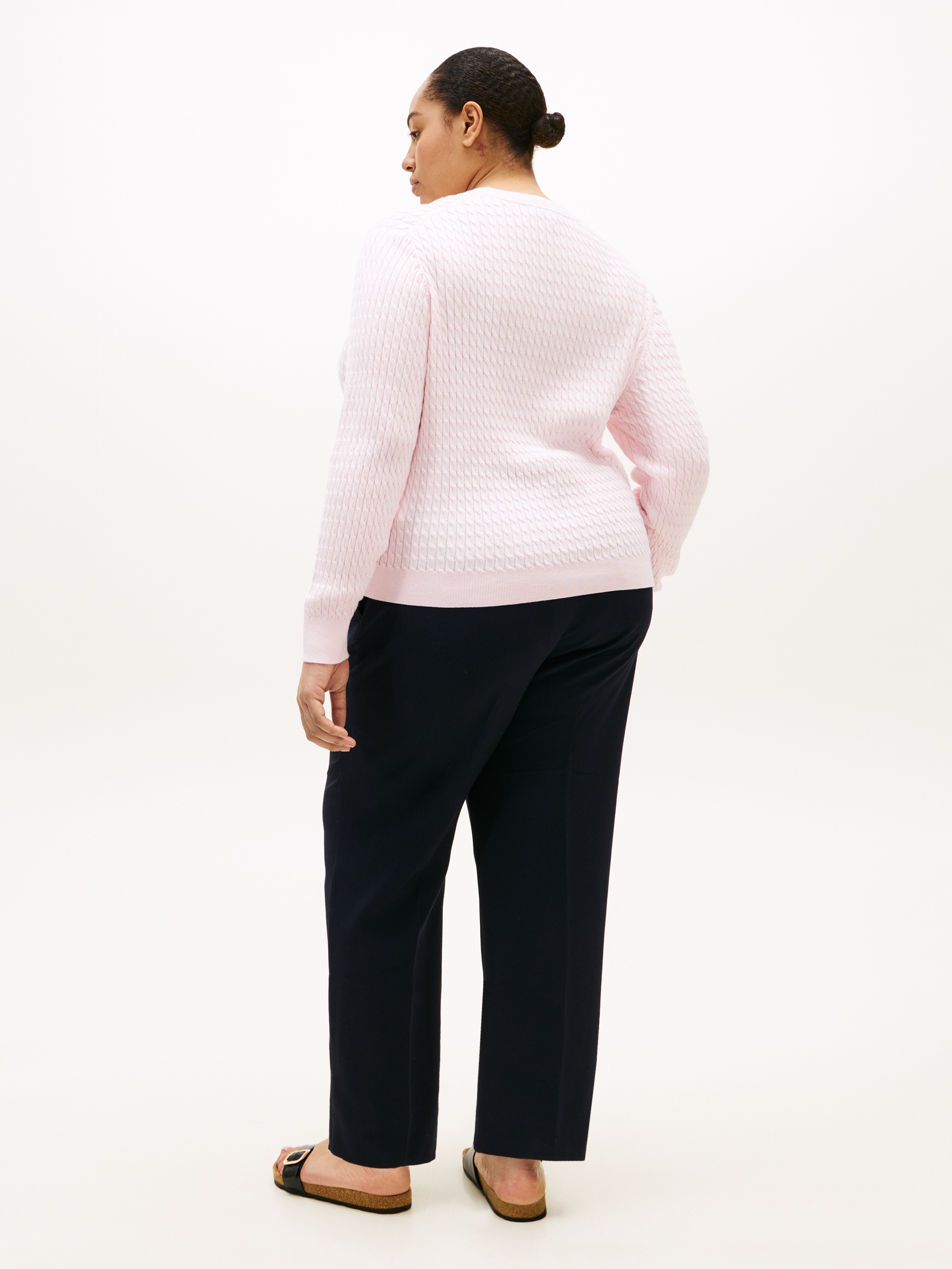 Tommy Hilfiger Curve Rundhalspullover »CRV CO CABLE FINE GG CNK SWEATER« in großen Größen, mit Zopfmuster