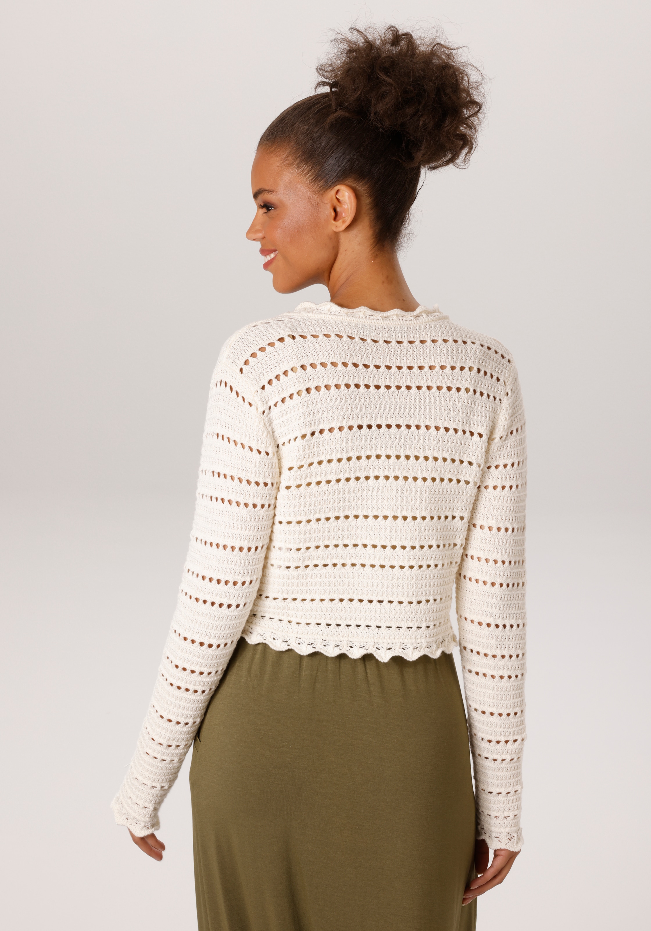 Aniston CASUAL Strickjacke im trendigen Ajour-Muster-Mix - NEUE KOLLEKTION