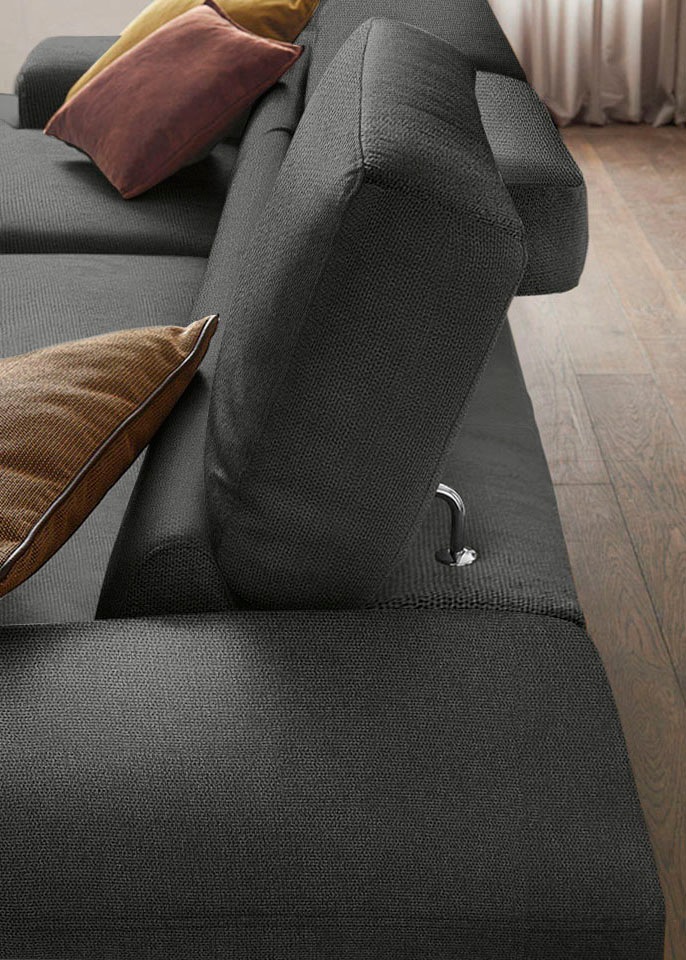 W.SCHILLIG Ecksofa »piedroo, Designsofa mit tollem Sitzkomfort, bequem und elegant, L-Form« Kopfteilverstellung, wahlweise mit Sitztiefenverstellung, Breite 343cm