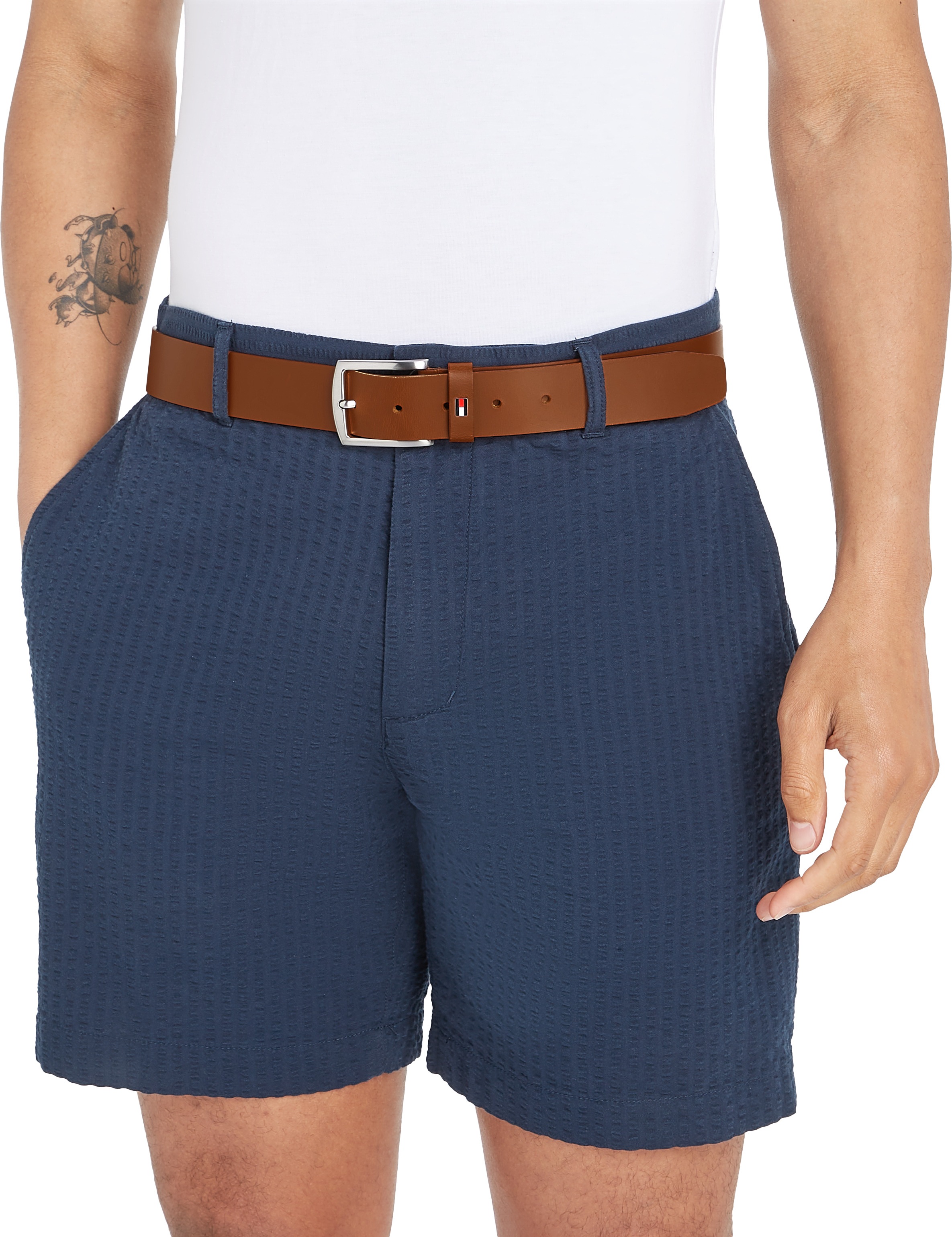 Tommy Hilfiger Ledergürtel »DENTON 3.5 EXT«, Einfachdornschließe, Metalllogo