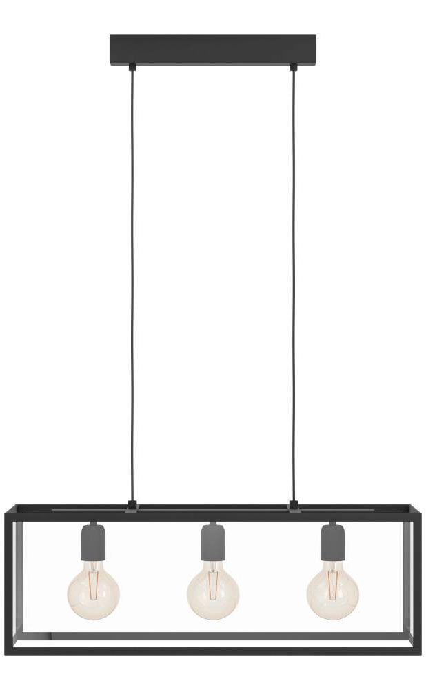 EGLO Hängeleuchte »CHARTERHOUSE« E27 1 Stk. Pendelleuchte, Hängeleuchte aus Stahl in Schwarz, Glas: klar, E27