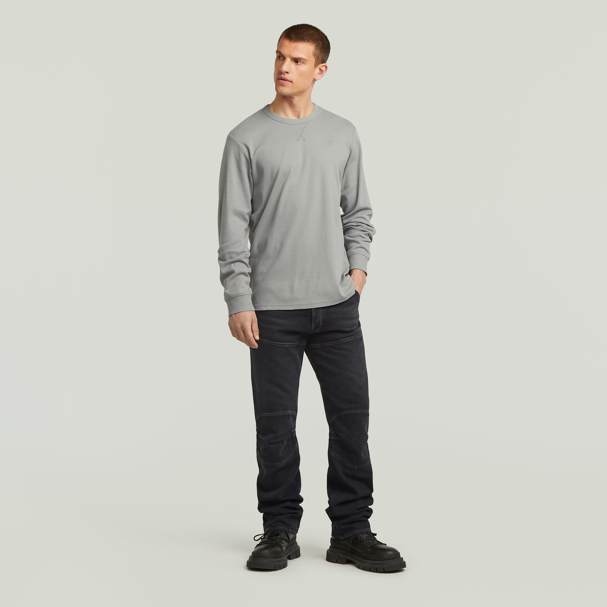 G-STAR Longsleeve »Nifous R« mit geripptem Einsatz vorne