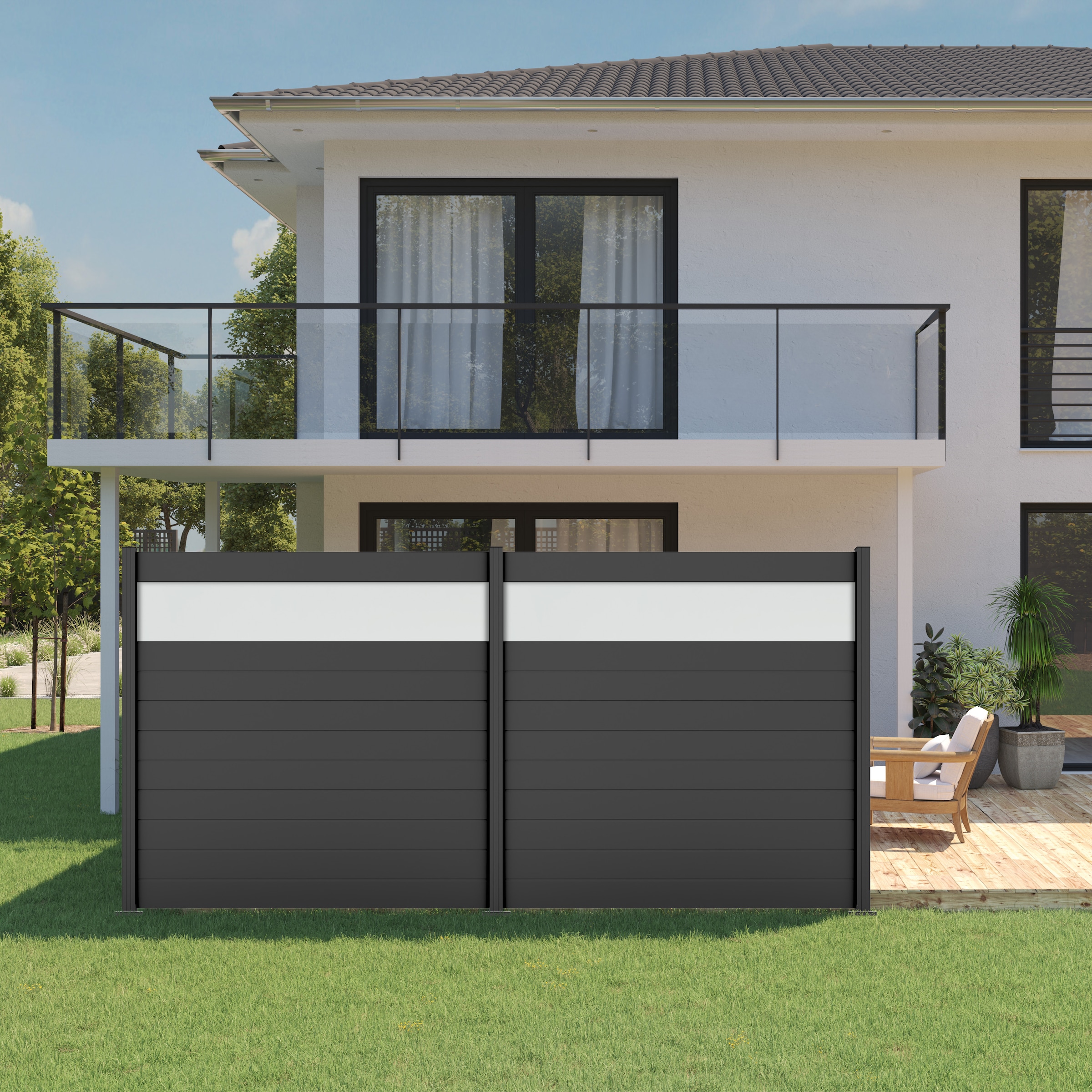 STAKET PRO Gartenzaun »Komplettzaun Paneel 150« LxH: 368,4x187 cm, 2 Elemente á 180 cm Breite + Flächendruck 84