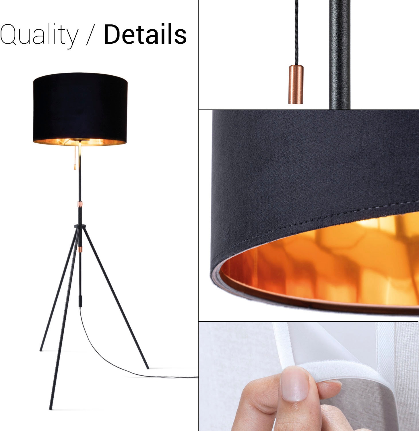 Paco Home Stehlampe »Naomi uni Color«, Leuchtmittel E27 | ohne Leuchtmittel, Wohnzimmer Höhenverstellbar 121,5 bis 176,5 cm Zugschalter Velour