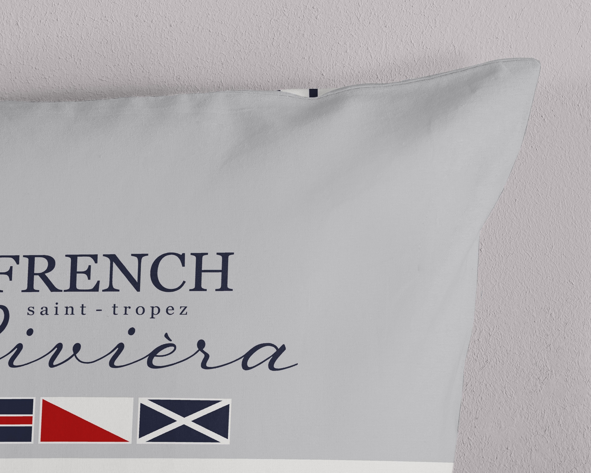 PURE luxury collection Wendebettwäsche »French«, Mikrofaser, Pflegeleicht, Reißverschluss, Wendeoptik, Maritim, Grau