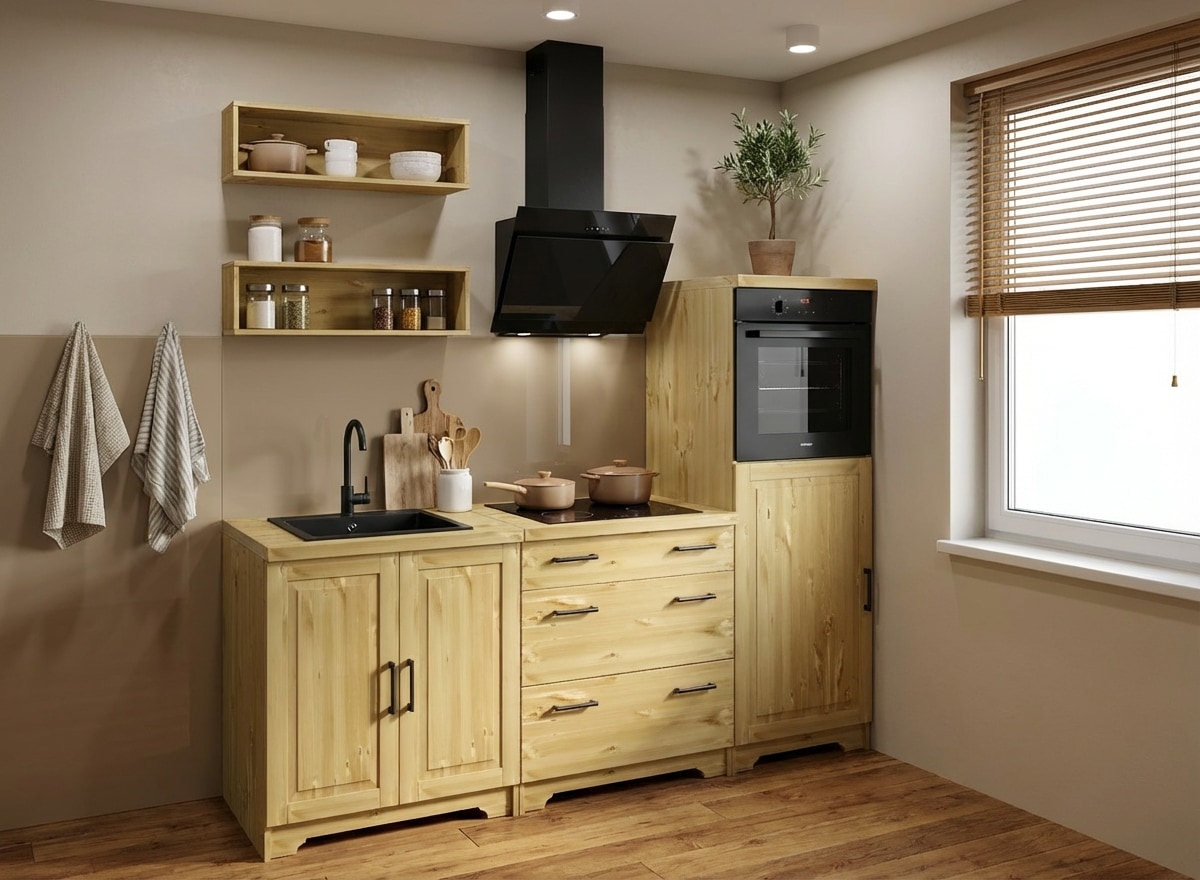 Home affaire Küchenzeile »Meliss« aus massiver Kiefer, mit Soft-Close-Funktion, 5-teiliges Set