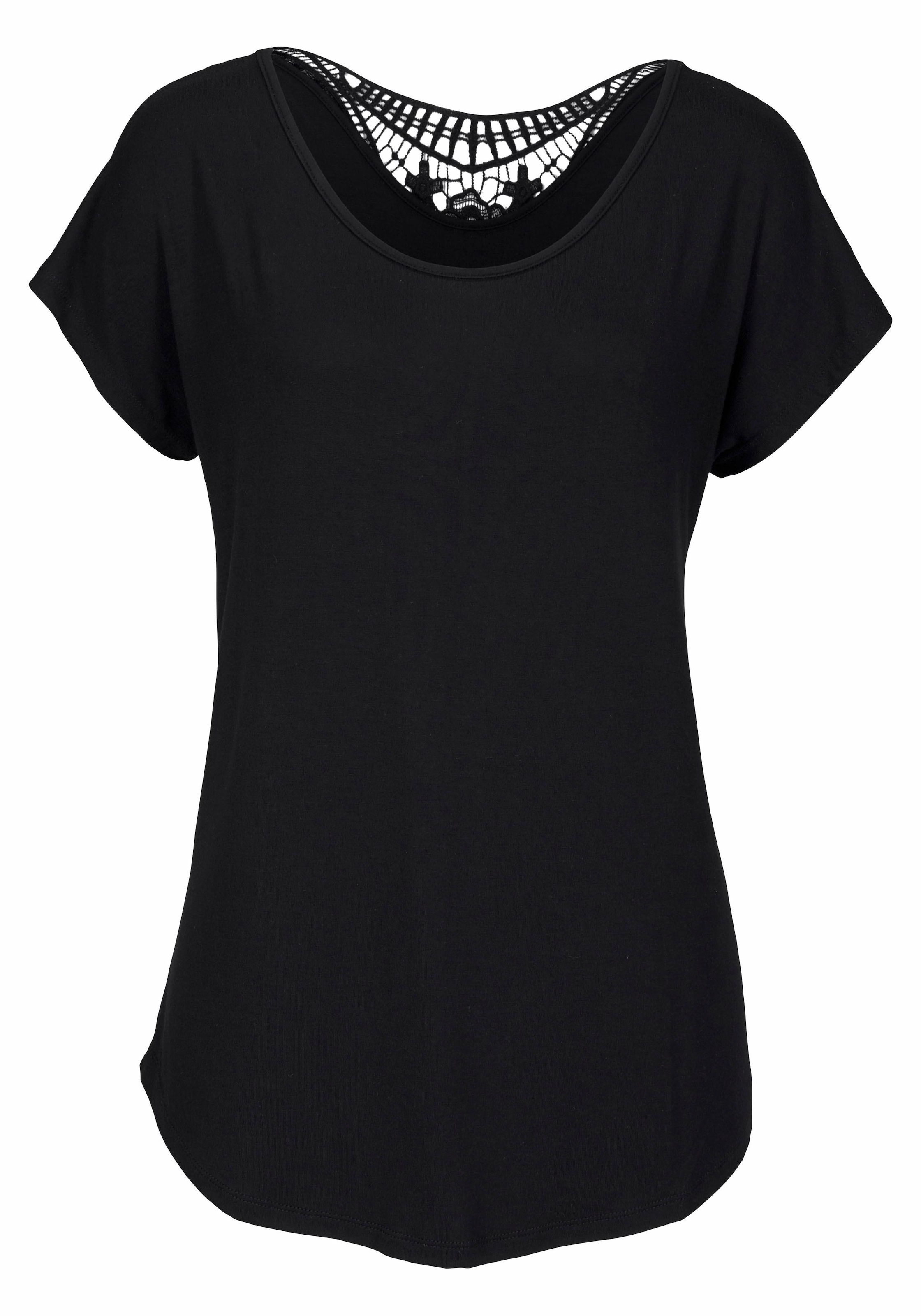 LASCANA Strandshirt, mit Spitzeneinsatz, Passform, bei online casual-chic OTTO lockere T-Shirt