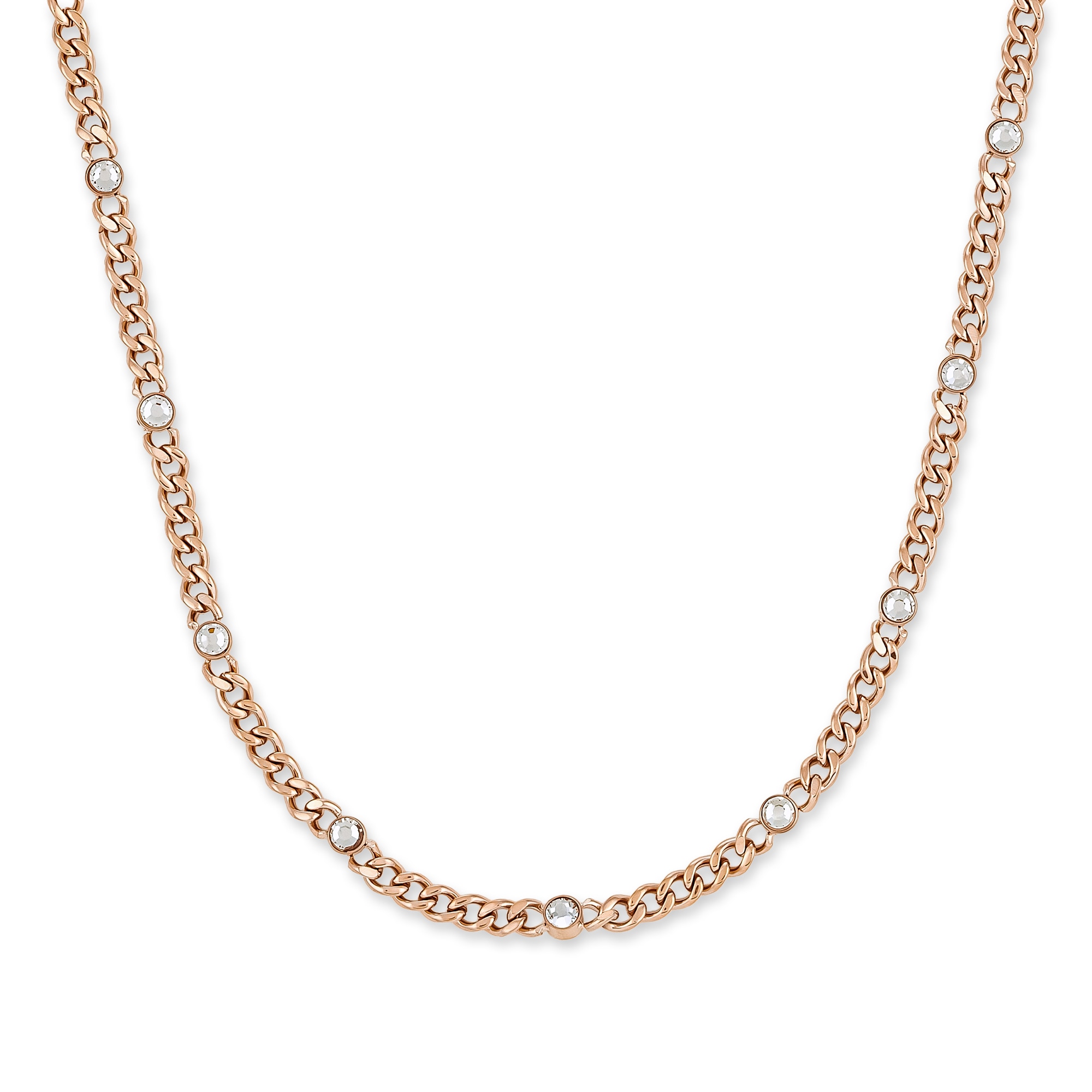 Copenhagen Studios Edelstahlkette »Schmuck Geschenk Halskette Glittery Cuban« mit Strassstein