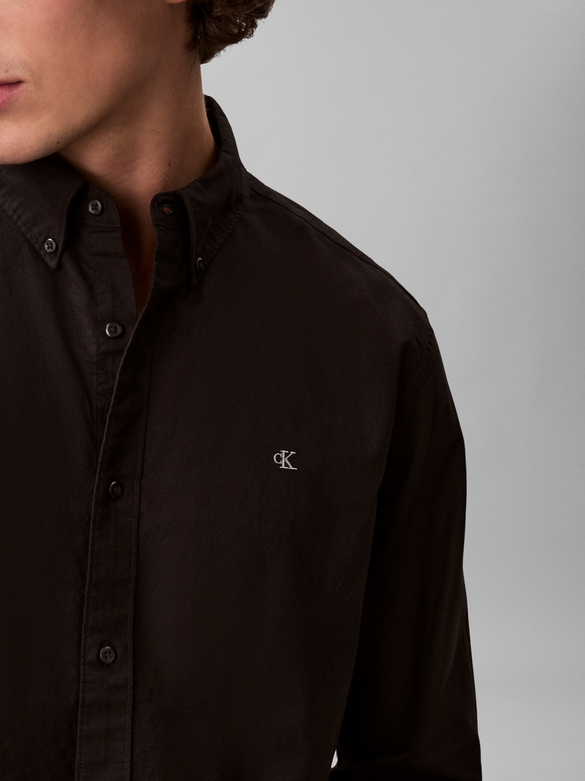 Calvin Klein Jeans Langarmhemd »LS SOLID OXFORD CLASSIC SHIRT« Mit Rundhalsausschnitt