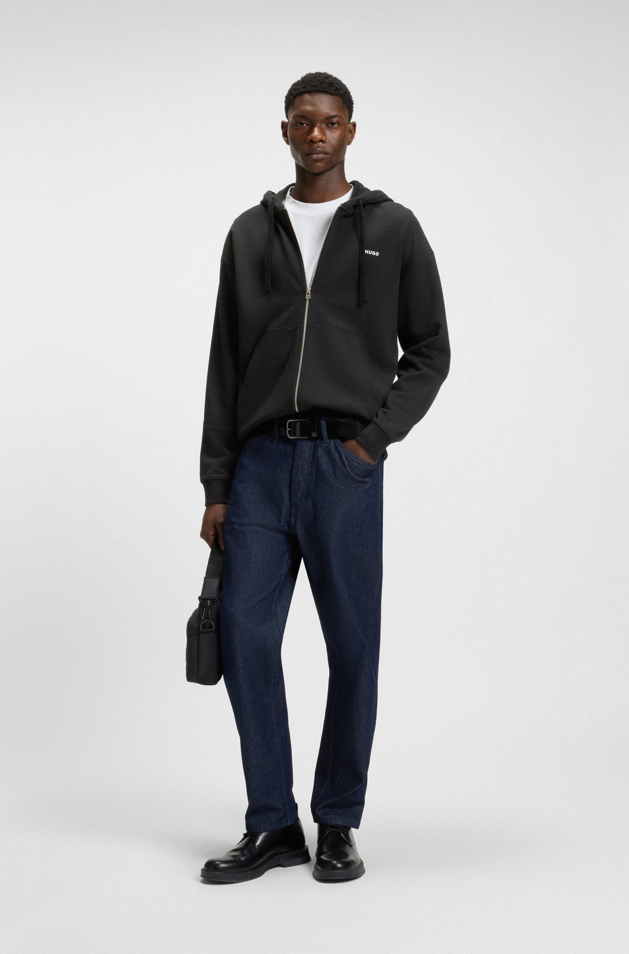 HUGO Kapuzensweatjacke Relaxed Fit, Kapuze, Taschen