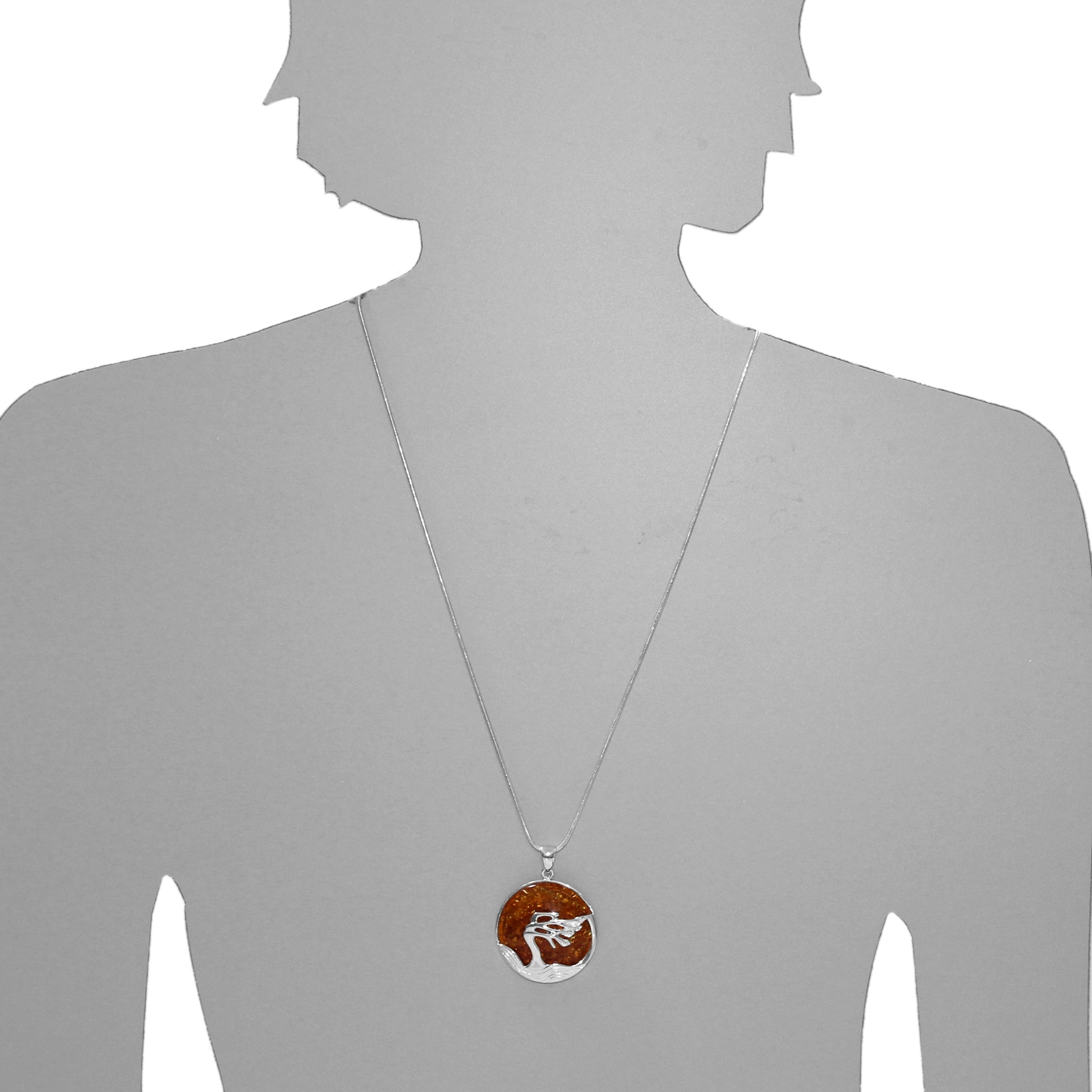 OSTSEE-SCHMUCK Kette mit Anhänger »- Windflüchter 36 mm - Silber 925/000 - Bernstein«