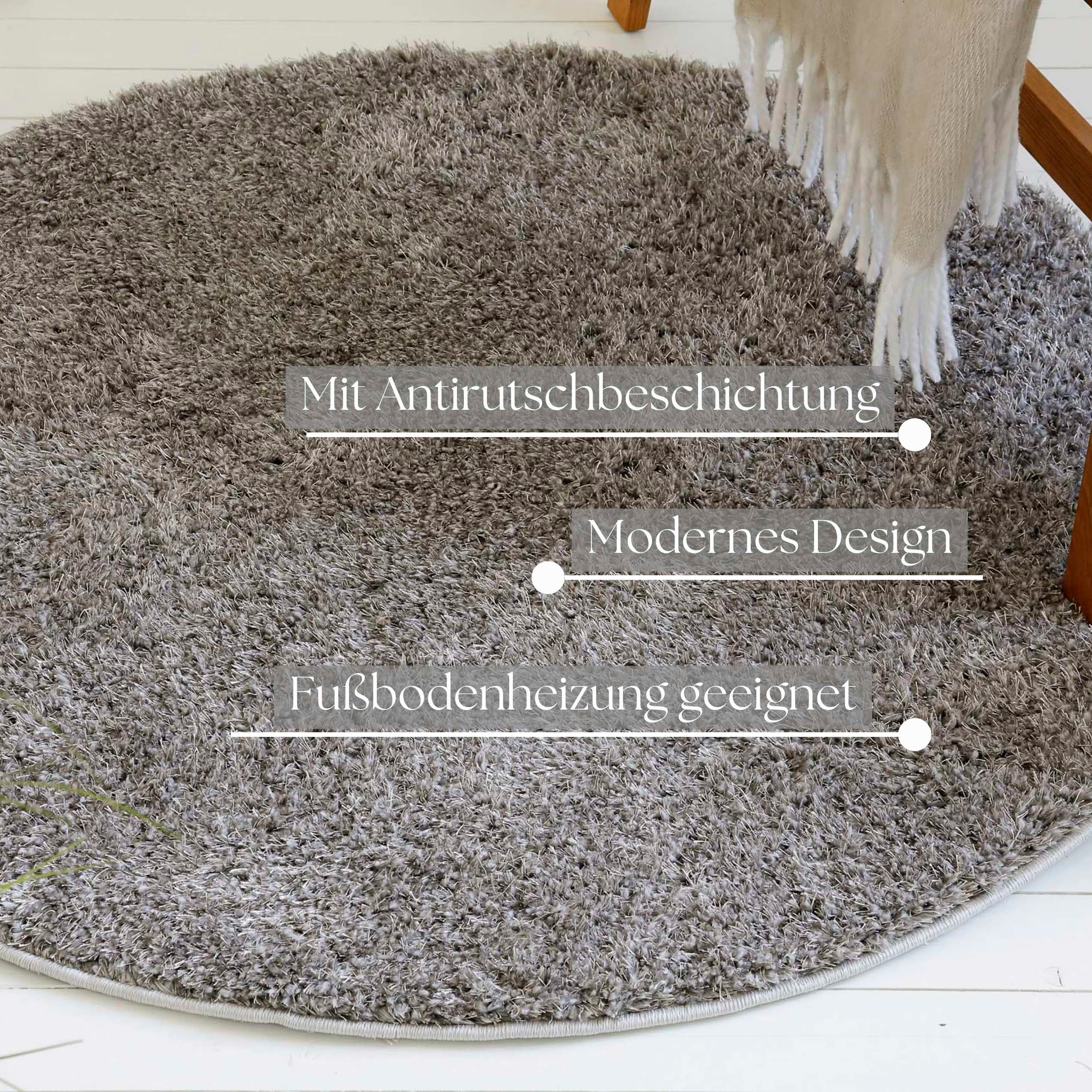 my home Hochflor-Teppich »Nickolas«, rund, 30 mm Höhe, Langflor, Shaggy, dichter weicher Hochflor, uni farben, Wohnzimmer