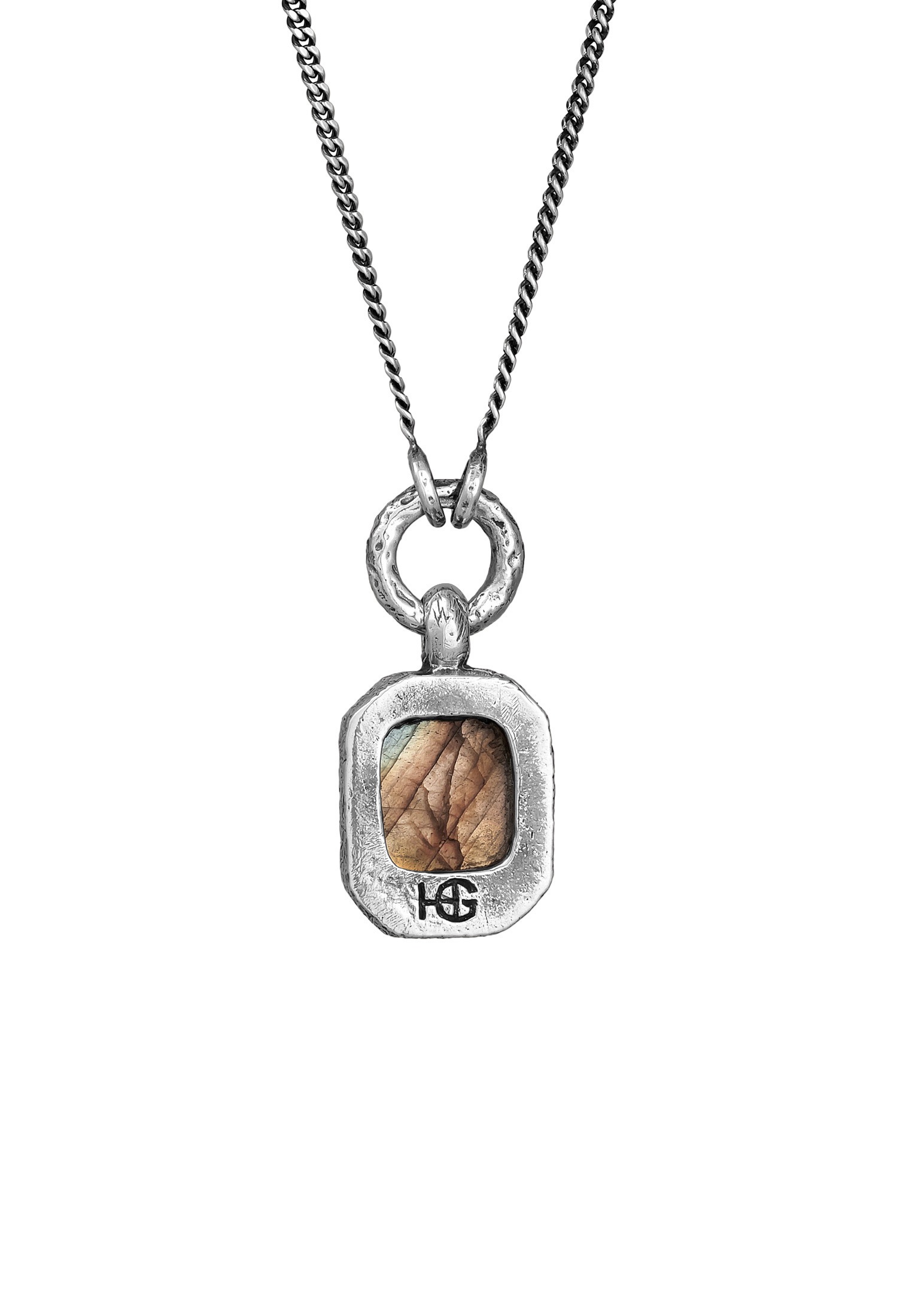 HAZE & GLORY Kette mit Anhänger »Halskette Labradorit Anhänger 925 Silber oxidiert«