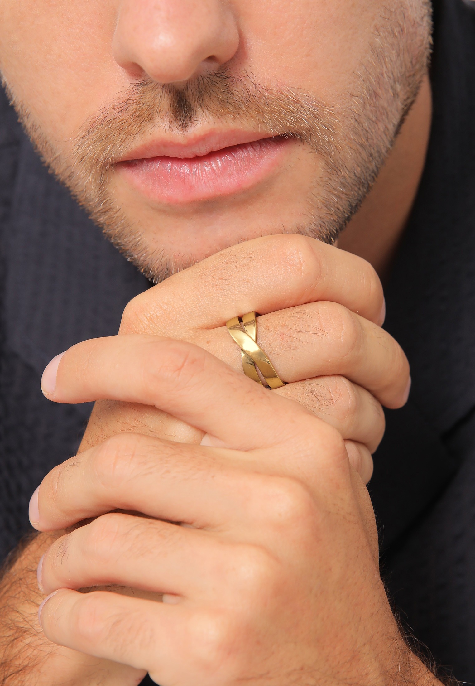 Kuzzoi Fingerring »Ring Herren Bandring Überkreuz Look 925 Silber«