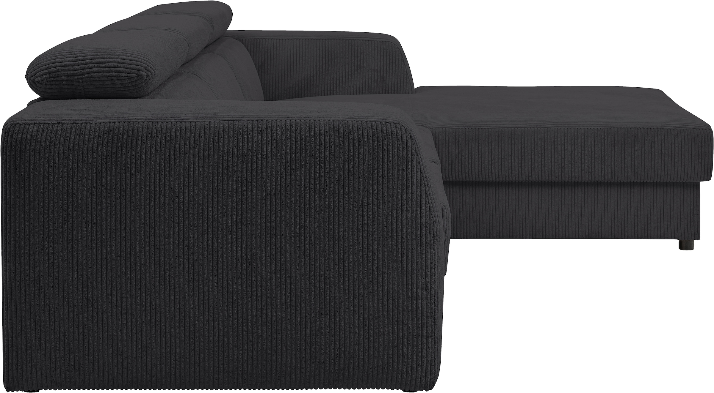 WERK2 Ecksofa »Cherry 270 cm breit, Kopfteilverstellung, Bettfunktion« Cord, L-Form, XXL, Schlaffunktion, Bettkasten