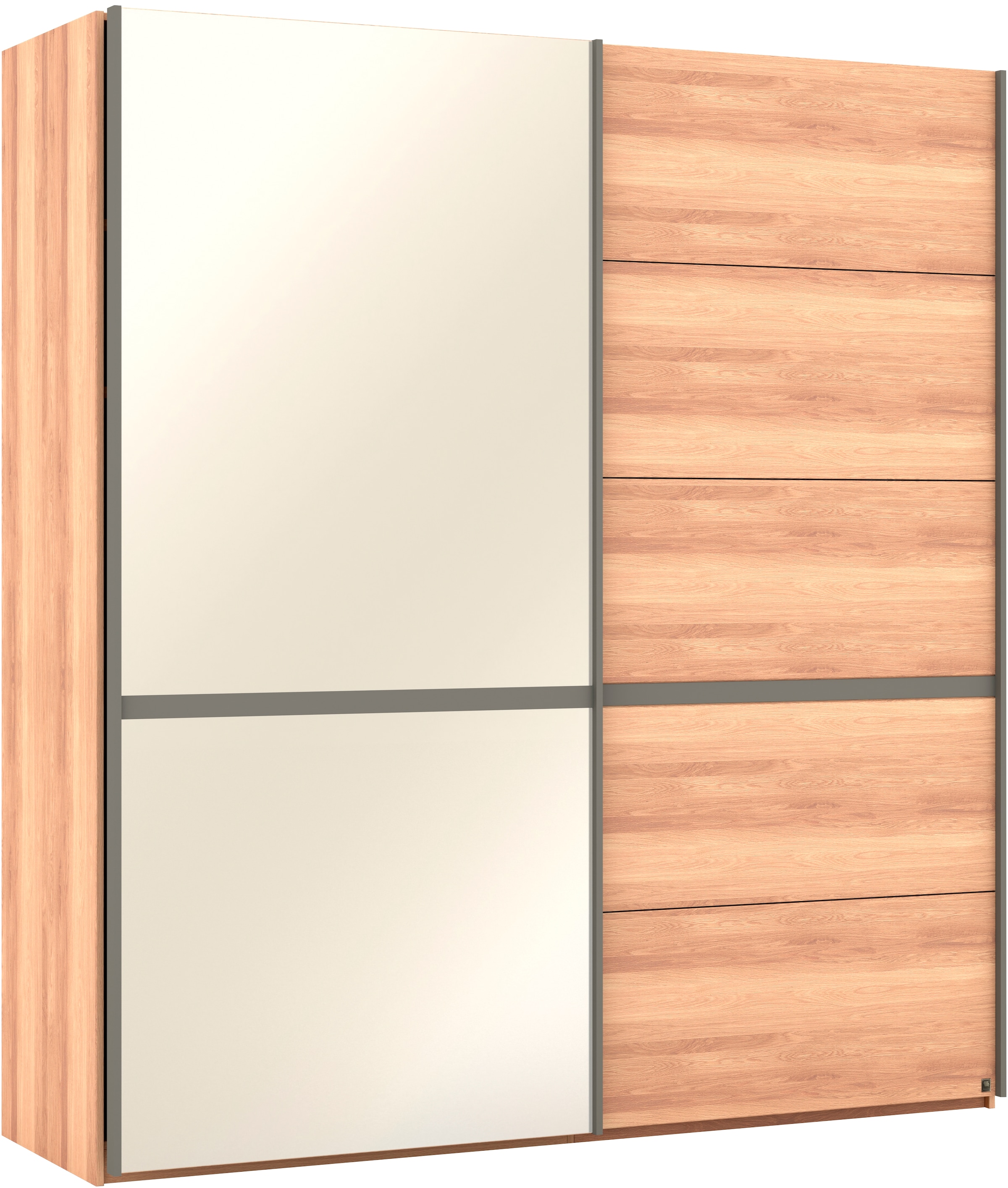 Musterring Schwebetürenschrank »Sorrent, Kleiderschrank, Schrank, Schiebetüren«, (Teilmassiv Eiche, MADE IN GERMANY), Türen in Eiche massiv mit Kassetten-Optik, verschiedene Maße verfügbar