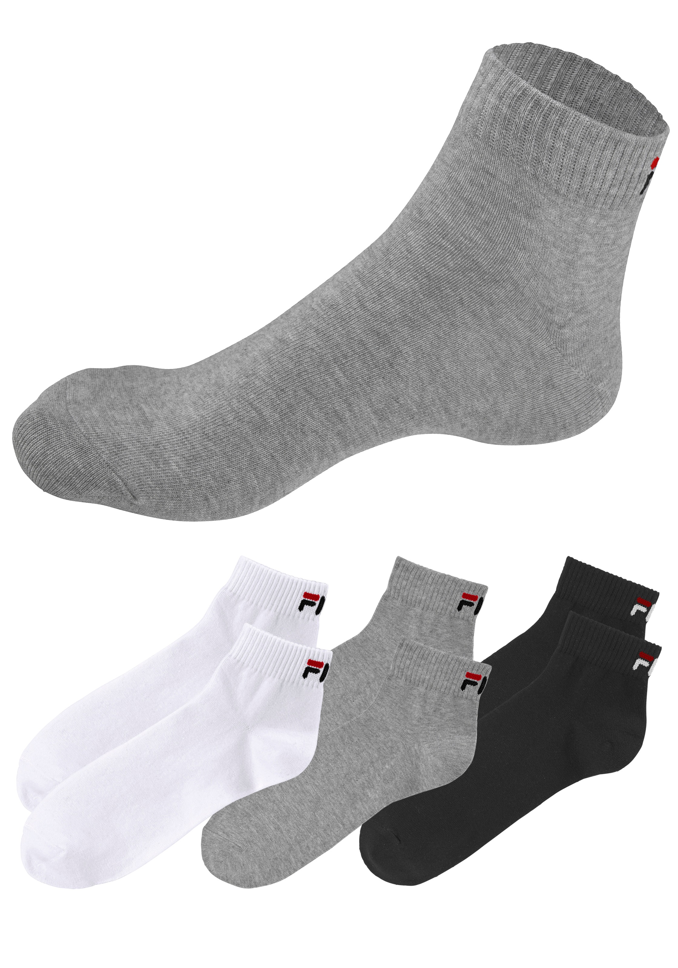 Fila Kurzsocken, (6er Pack), Baumwollmischung, Rippenbündchen, flache Zehennaht