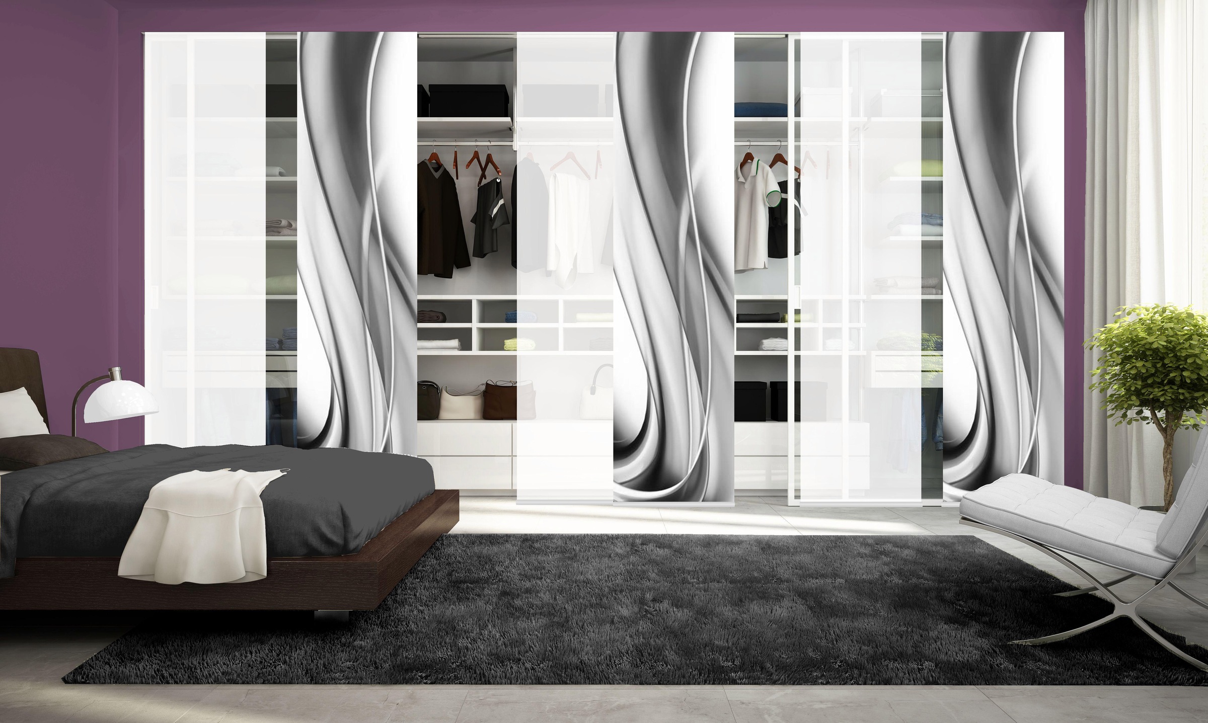 HOME WOHNIDEEN Schiebegardine »ONDAR« Klettband 6 Stk. tlg. HxB: 245x60, inkl. Befestigungszubehör