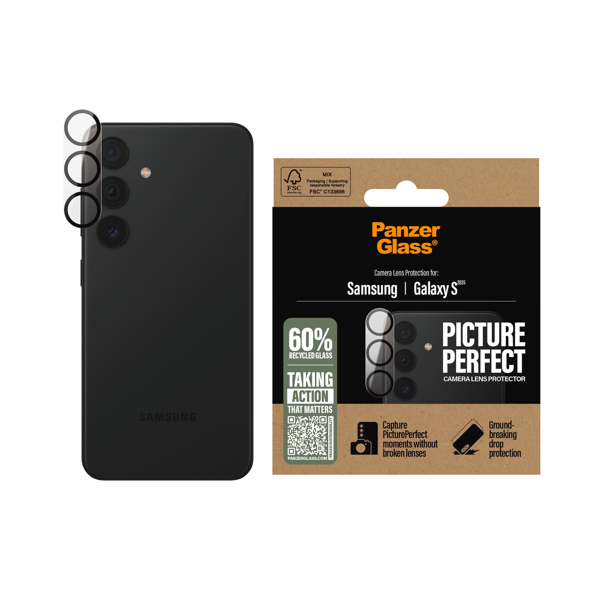 PanzerGlass Displayschutzglas »PicturePerfect Camera Lens Protection«, für Samsung Galaxy S25,...