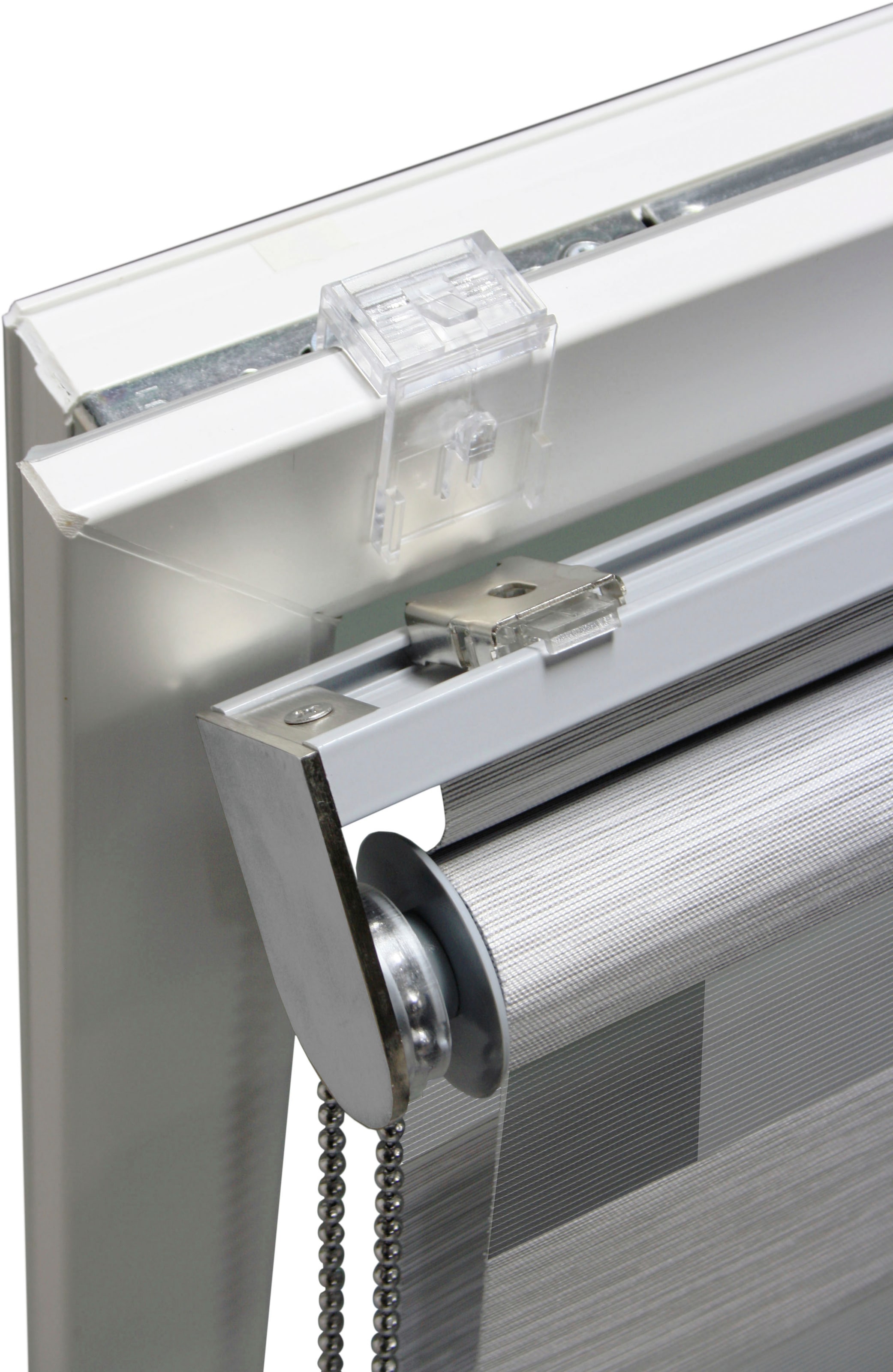 GARDINIA Doppelrollo »de luxe« halbtransparent Sichtschutz mit Bohren/ohne Bohren freihängend hochwertiges Gesamtkonzept mit silbernen Metallkomponenten