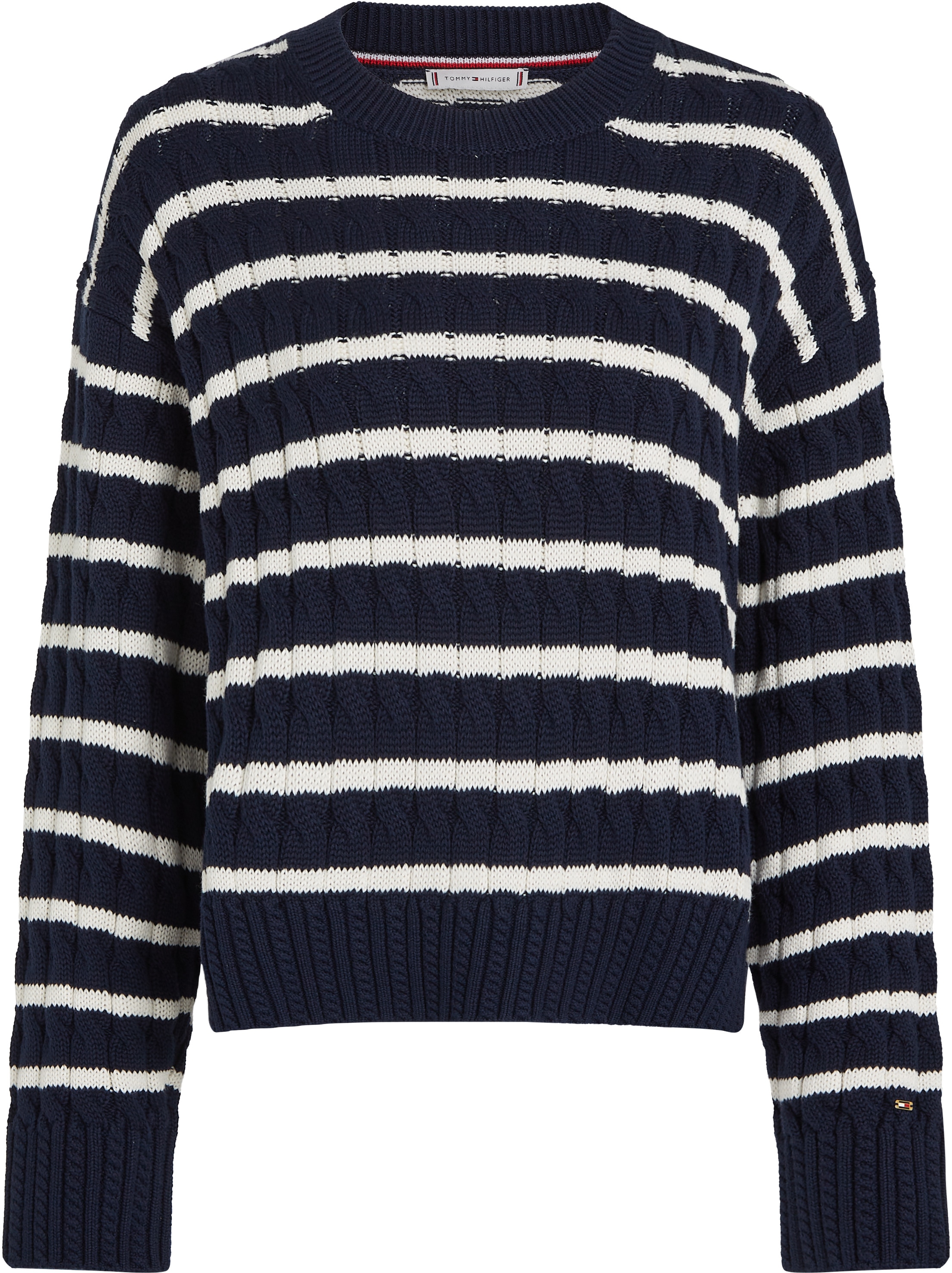 Tommy Hilfiger Rundhalspullover »SOFT CO CABLE C-NK LS SWT«, mit Zopfmuster