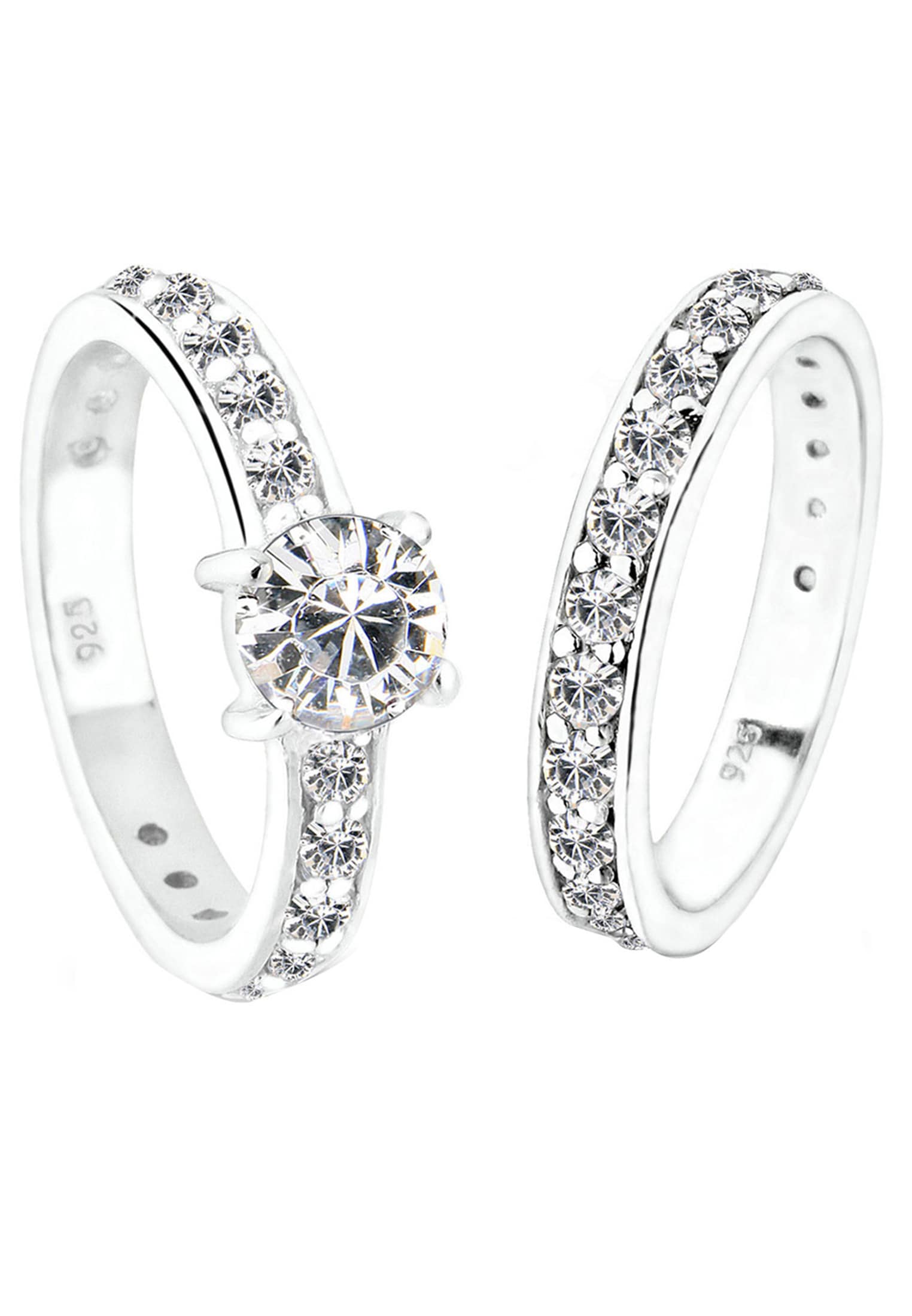 Elli Ring-Set »Ring Set Stapelring Kristalle 925 Silber«