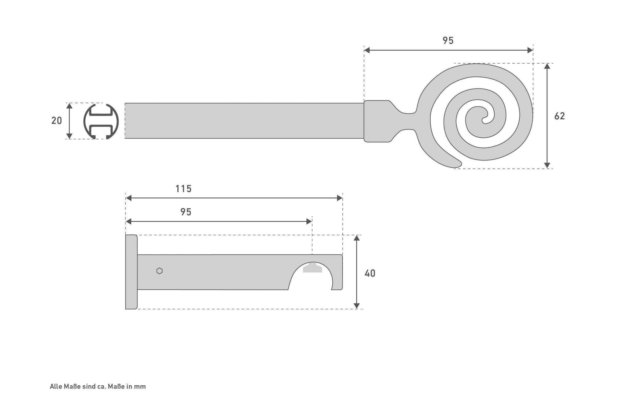 Good Life Innenlaufschiene »Espiral«, 1 läufig-läufig, Fixmaß