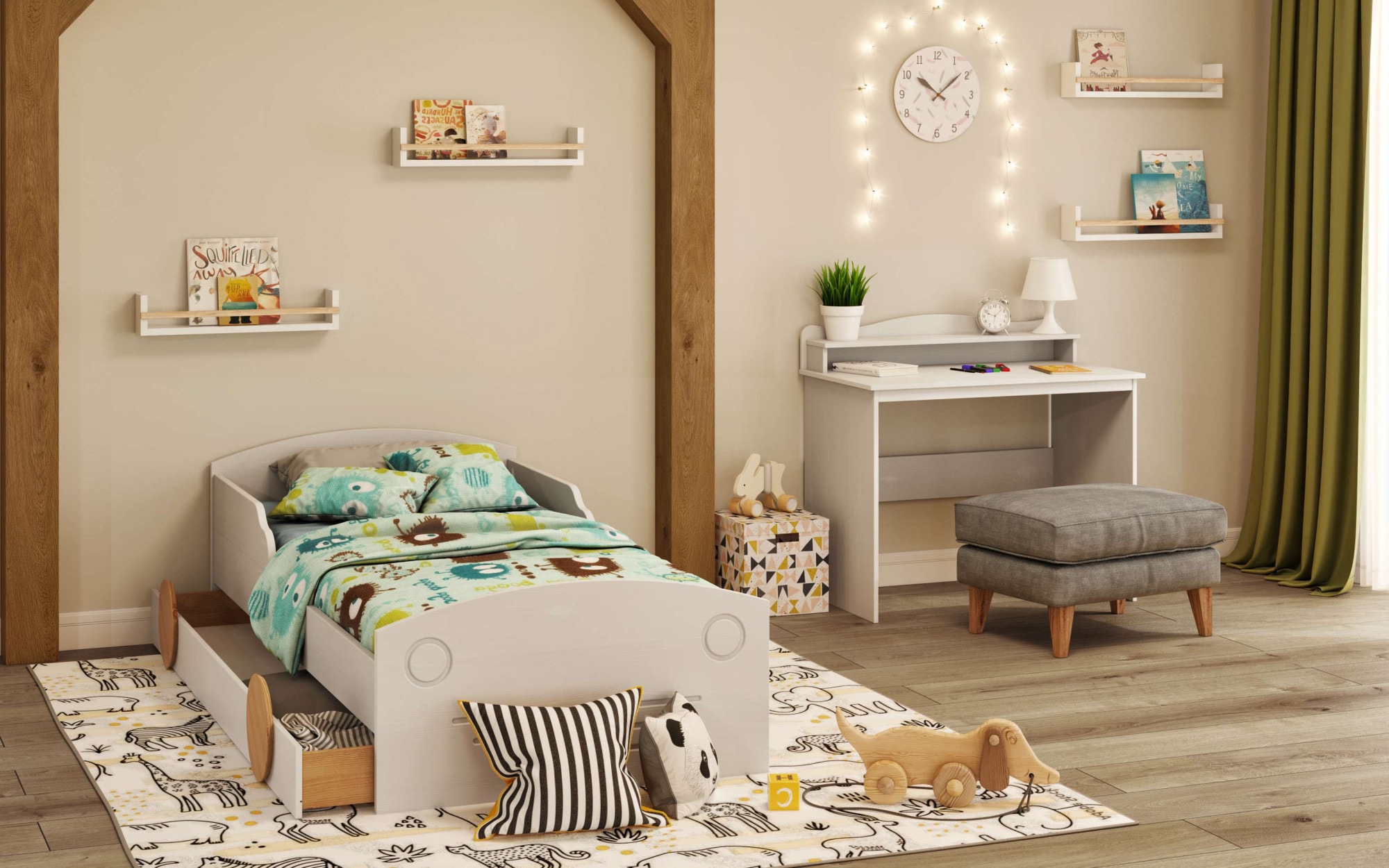 Home affaire Schreibtisch »Lesve«, aus massiver Kiefer, mit Schreibtischaufsatz
