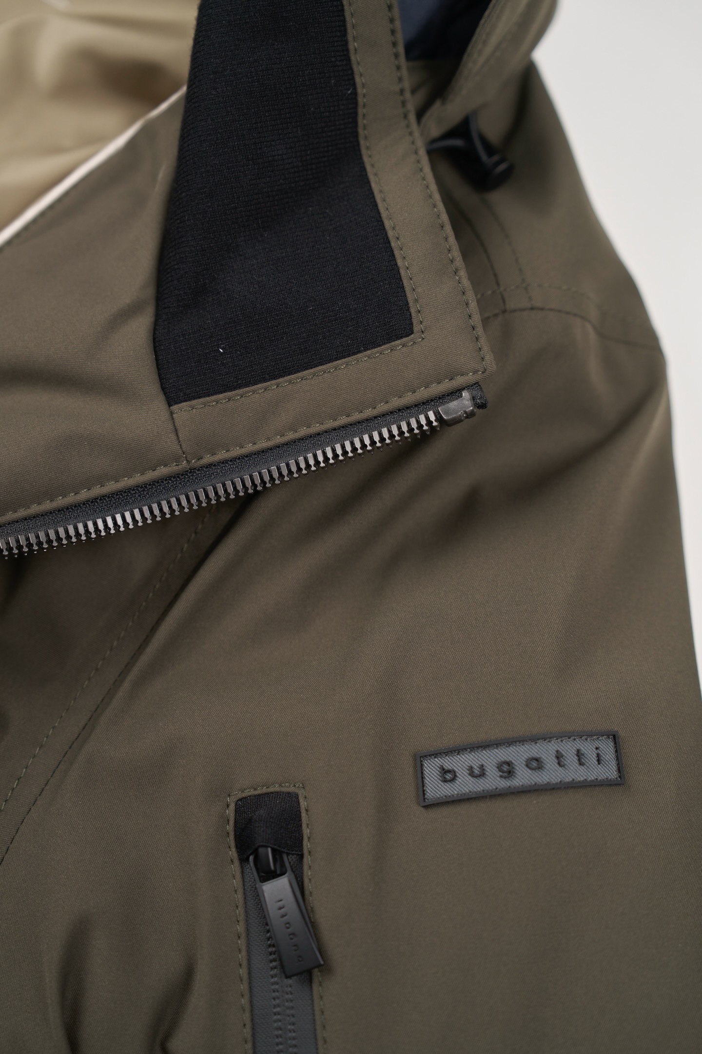 bugatti Langjacke, mit Kapuze, mit innenliegendem Strickkragen