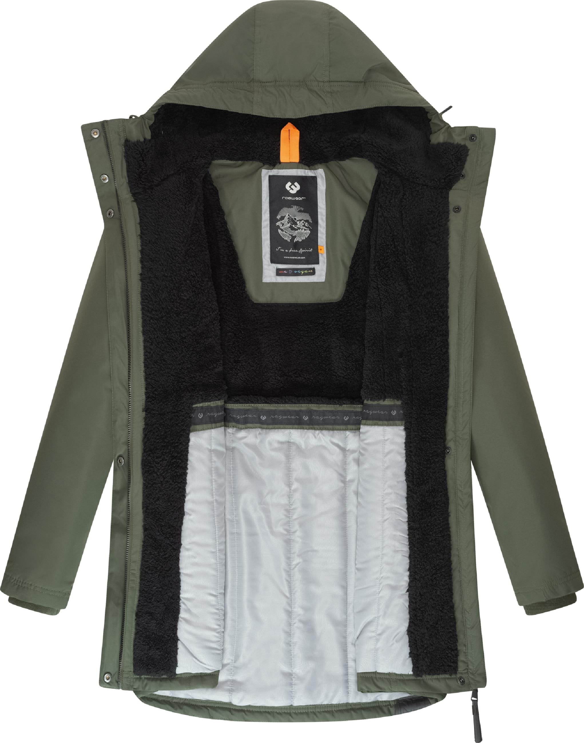 Ragwear Wintermantel »Wintermantel Elsien«, wasserdichter Winterparka mit Teddyfell-Futter