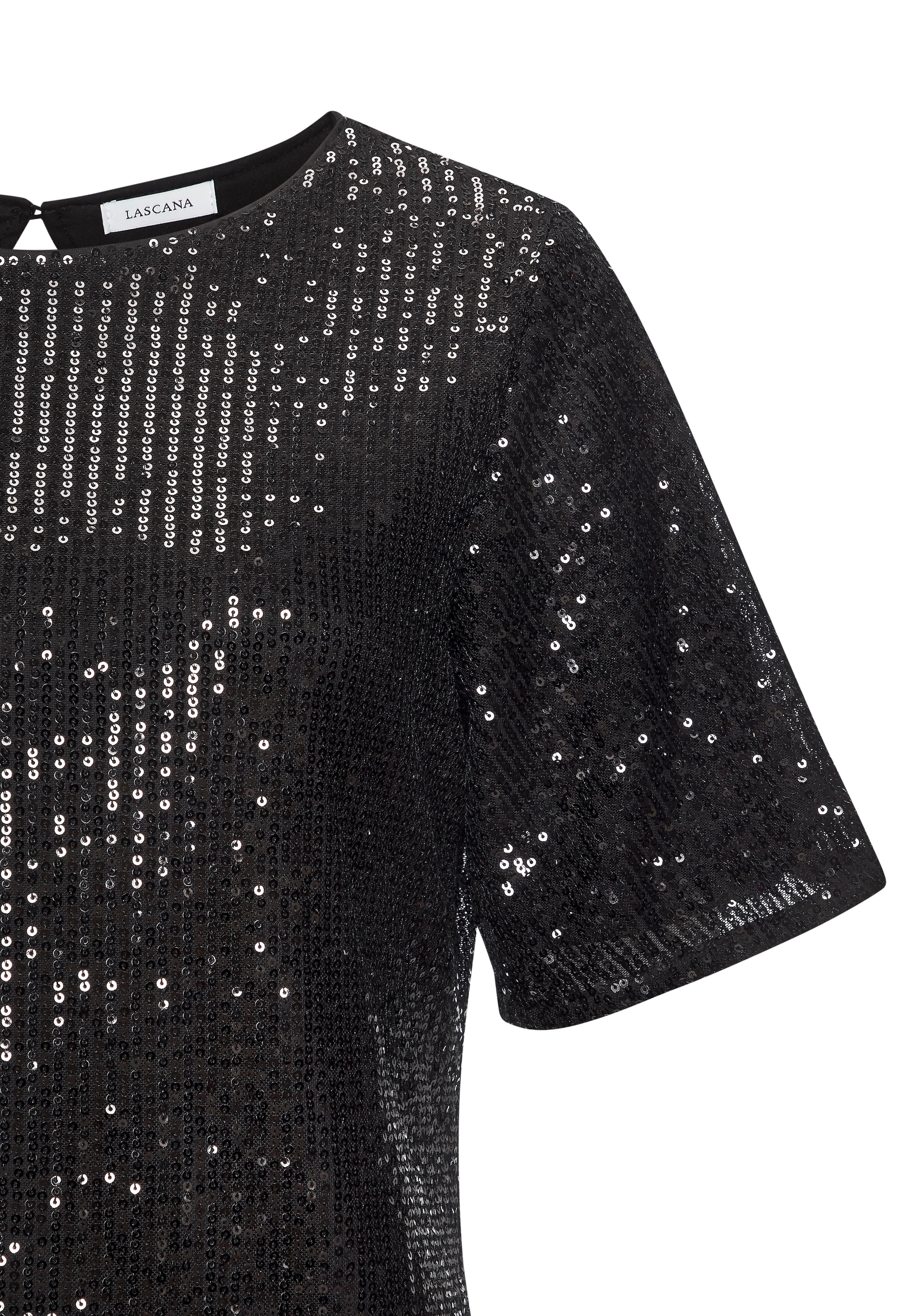 LASCANA Paillettenkleid, festlich, Glitzerkleid mit kurzen Ärmeln