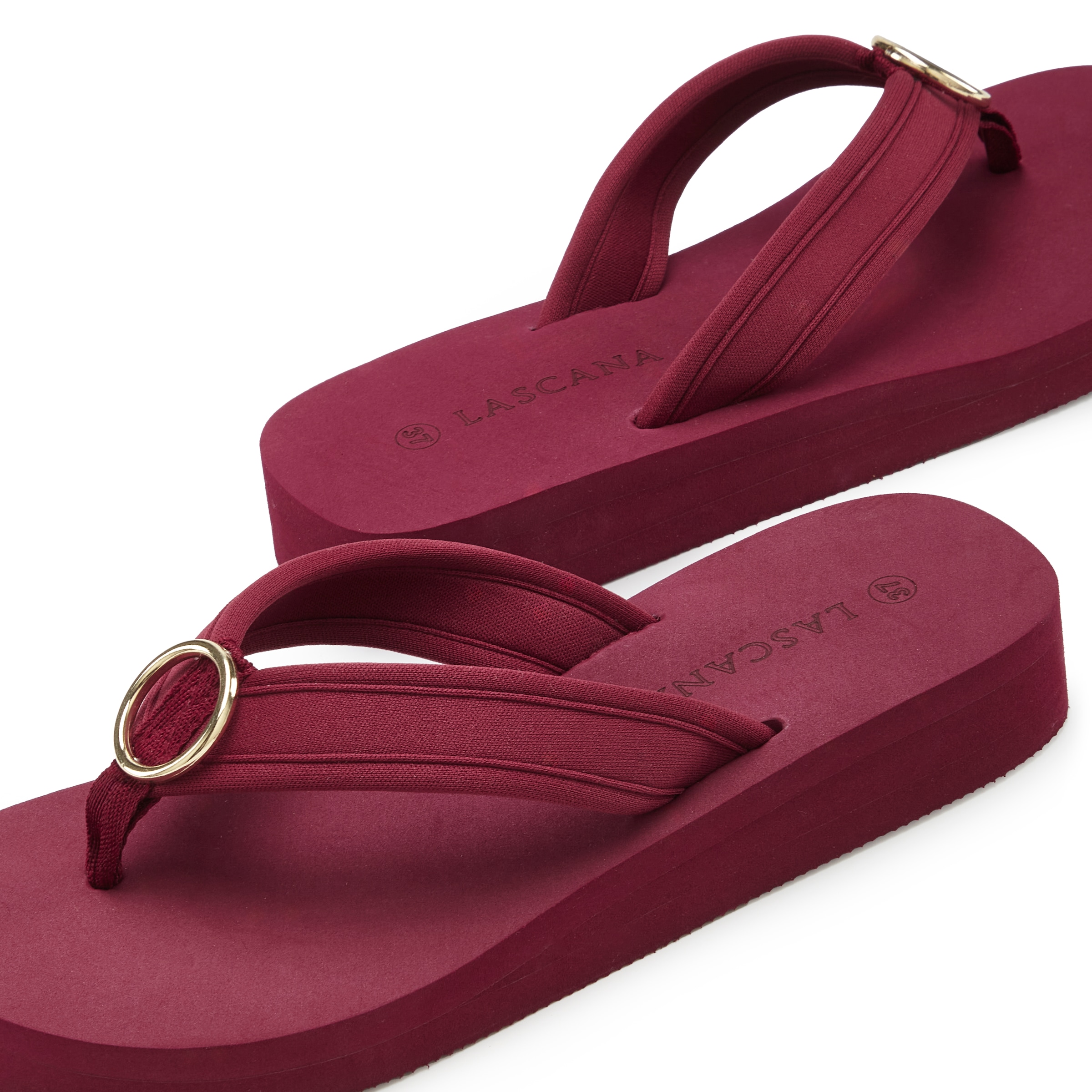 LASCANA Badezehentrenner »Sandale, Badeschuh, Pantolette, Badelatsche, Flip Flop, Sommerschuh,«  Zehentrenner mit Ringapplikation "Italy" VEGAN