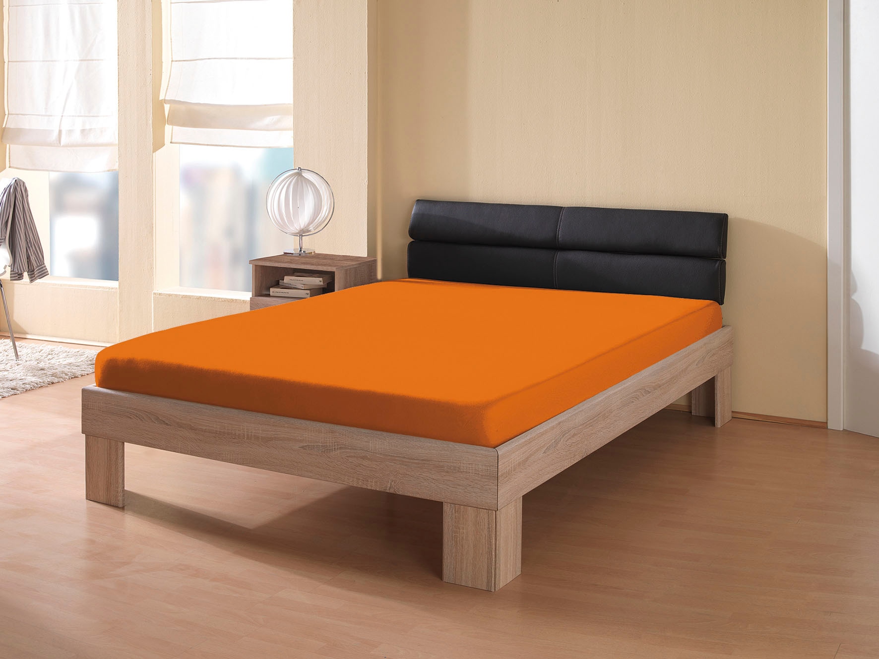 Kum Spannbettlaken »Frotte-Stretch Spannbetttuch« in orange, Größe 180-200x200 30