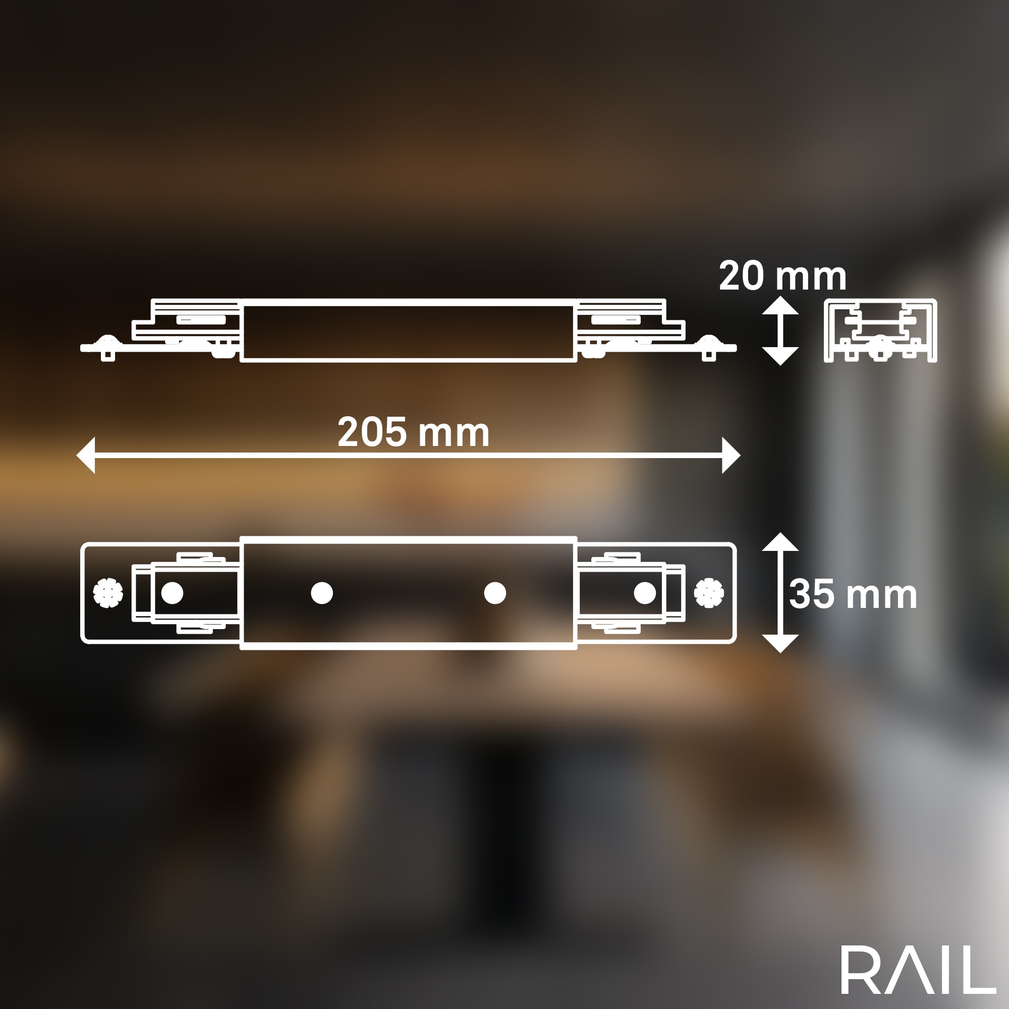 Briloner Leuchten Schienensystem-Einspeiser »RAIL« 1 tlg. Einspeisung 20,3 cm Weiß Schienensystem Rail Wohnzimmer Büro Küche