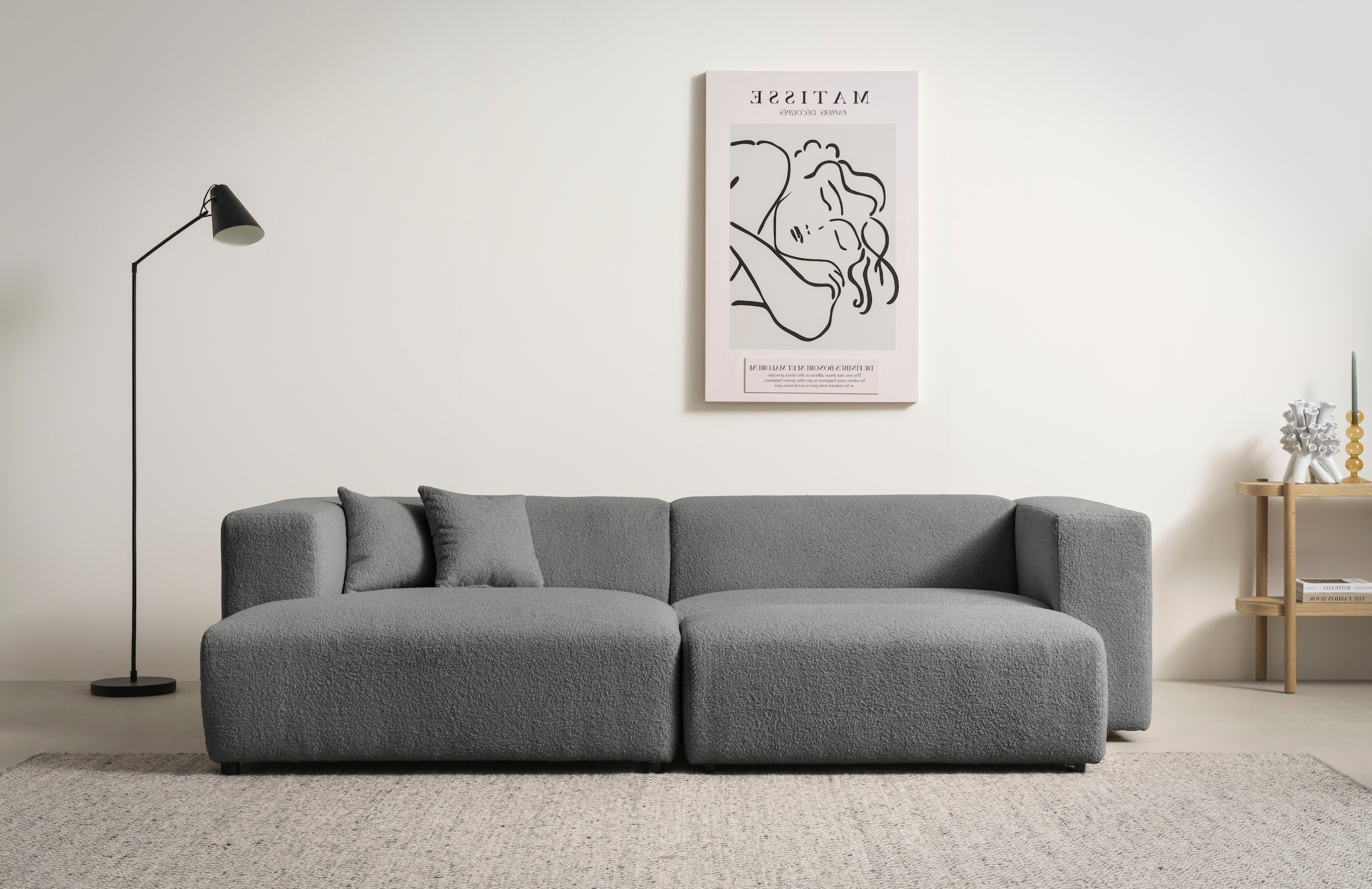 andas Polsterecke »BAKELS, Ecksofa-Set mit Hocker, L-Form mit Schlaffunktion«, Ecksofa-Set (incl. Hocker) im trendigen Megacord