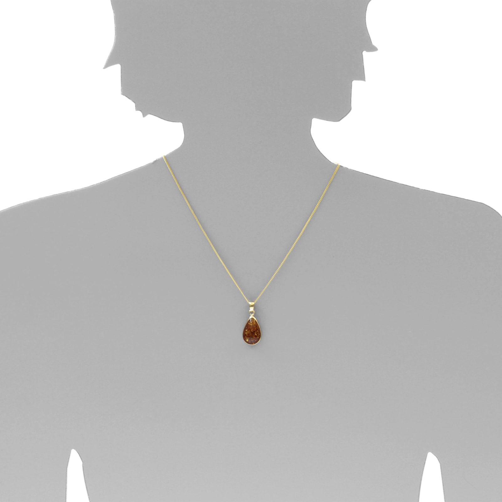 OSTSEE-SCHMUCK Kette mit Anhänger »- Classic Tropfen 21 x 14 mm - Silber 925/000, vergoldet - Bernstein«
