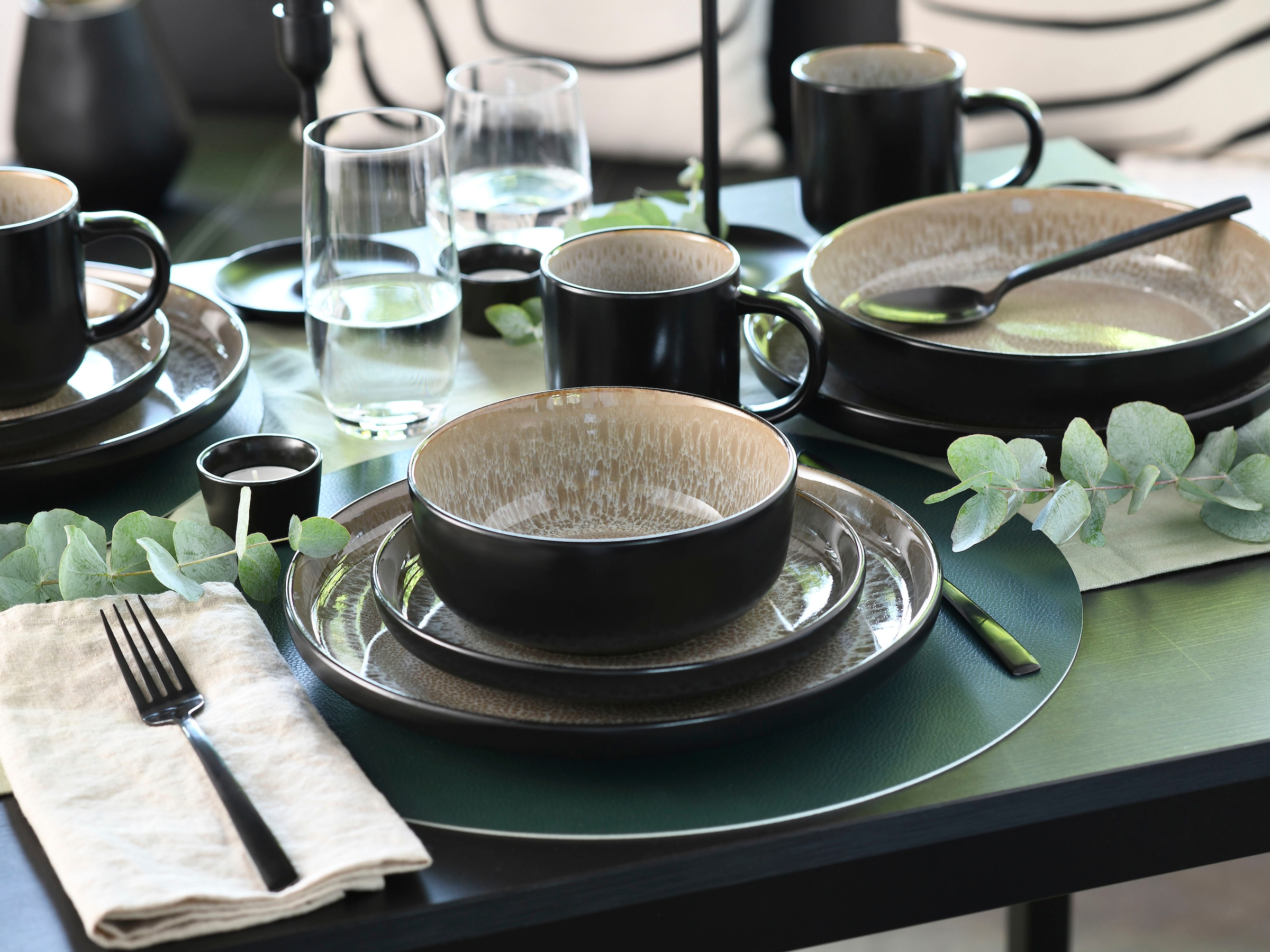 my home Müslischale »modernes Schüssel-Set Nydala, Geschirr-Set, Bowl«, 6 tlg., aus Steinzeug, hohe Haltbarkeit, spülmaschinengeeignet & mikrowellengeeignet