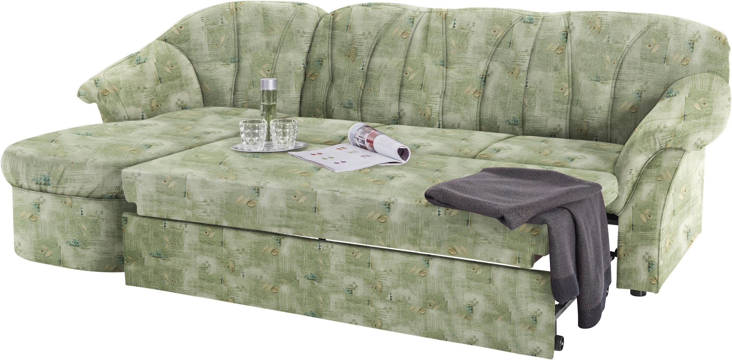 DOMO collection Ecksofa »Pegnitz, elegante Rückensteppung, kompakte Stellmaße 238/141cm, L-Form«, wahlweise mit Bettfunktion