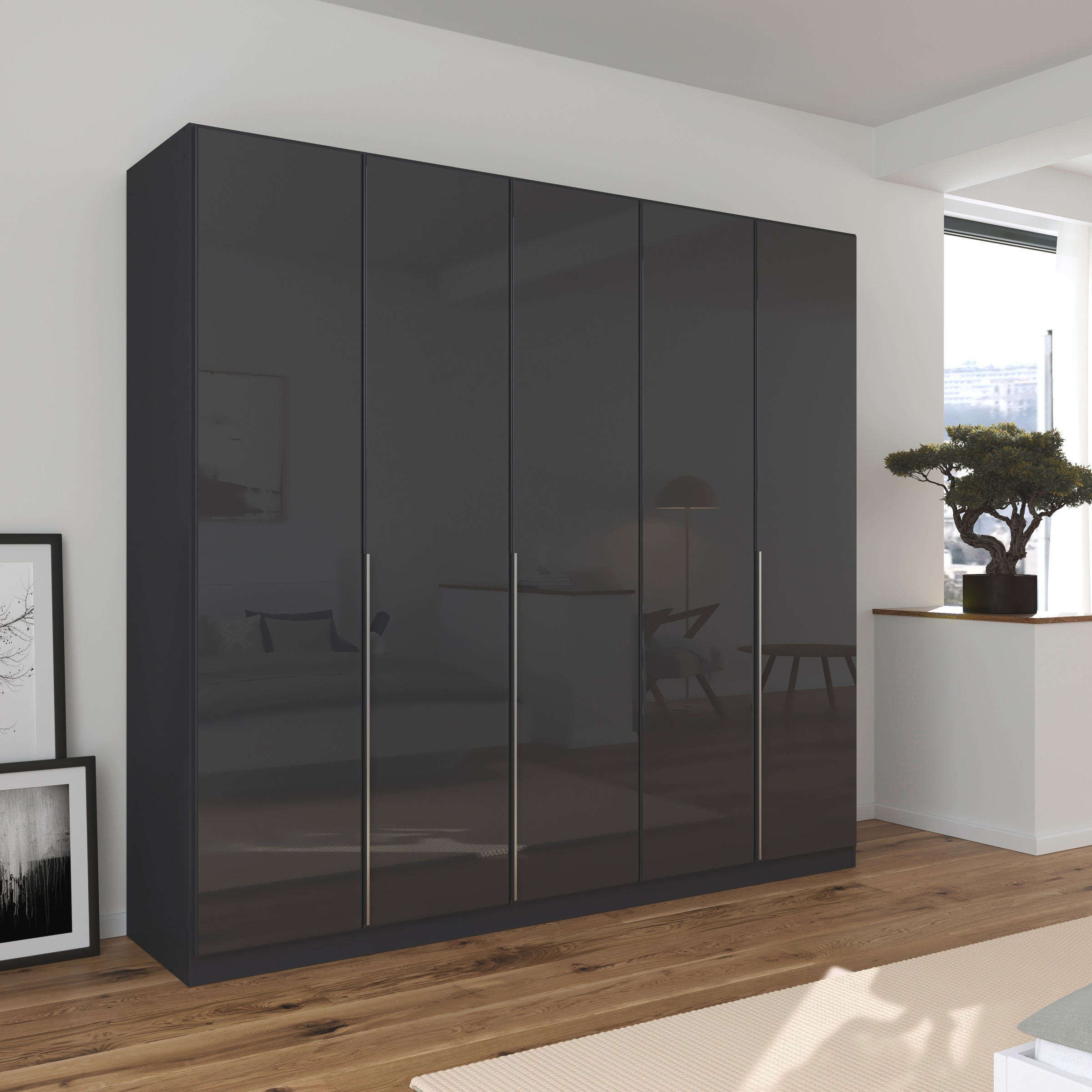 rauch Drehtürenschrank »Kleiderschrank Kleiderschränke Schrank Garderobe AGORDO mit Glasfront«, (in zwei Griff-Farben), durchdachte Innenausstattung, in 6 Breiten und 2 Höhen MADE IN GERMANY