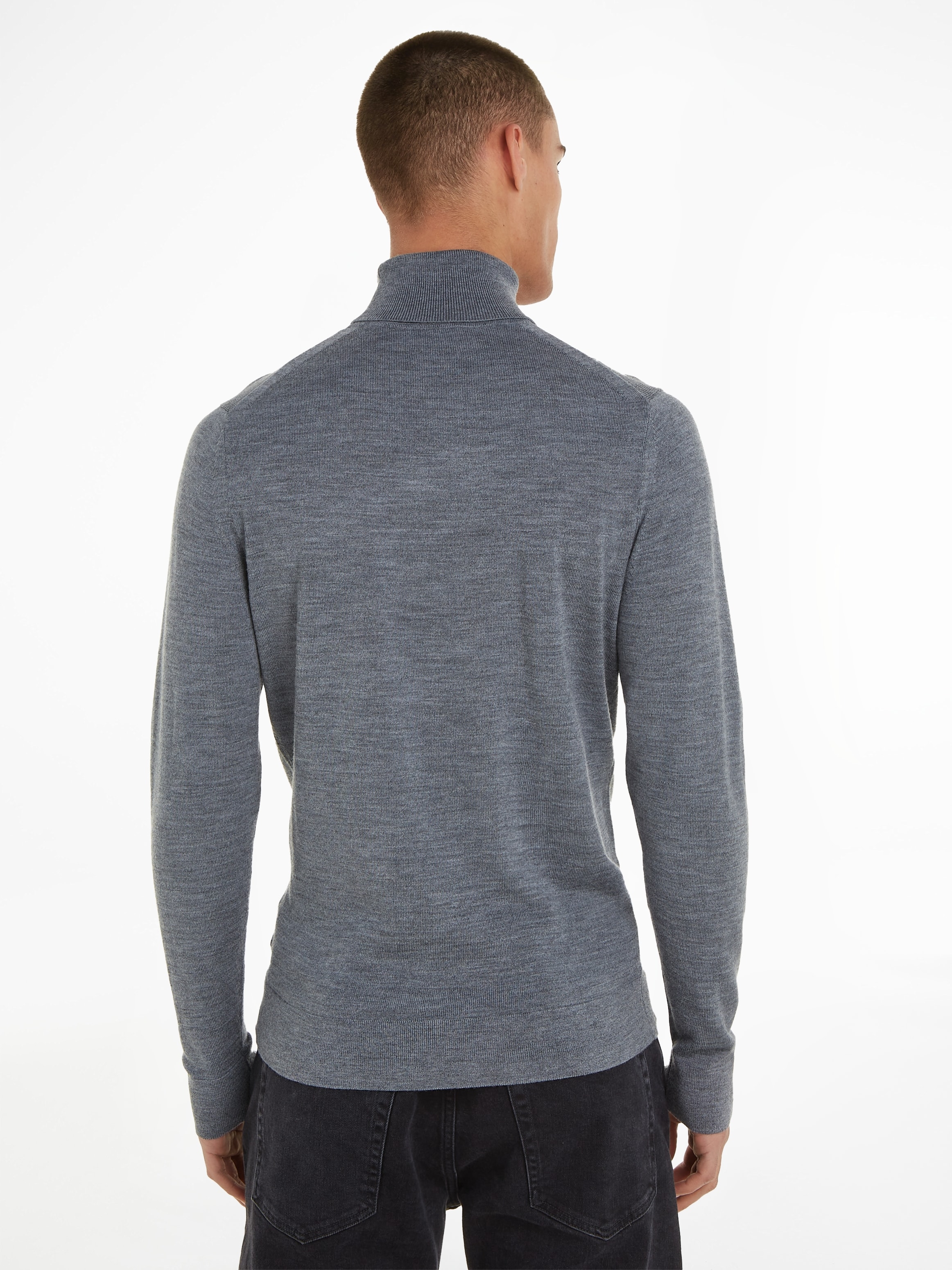 Calvin Klein Rollkragenpullover »SUPERIOR WOOL TURTLE NECK«, mit Logostickerei