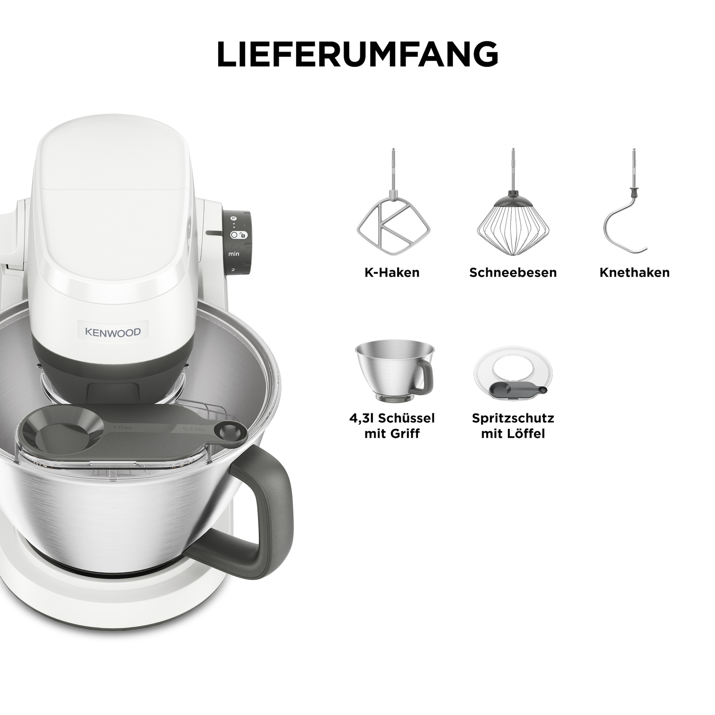 Kenwood Küchenmaschine »Multi Tasker KHC30.000WH« Aufbewahrung für 2 Aufsätze, Einhandschüssel & 44% leiser als KHC29