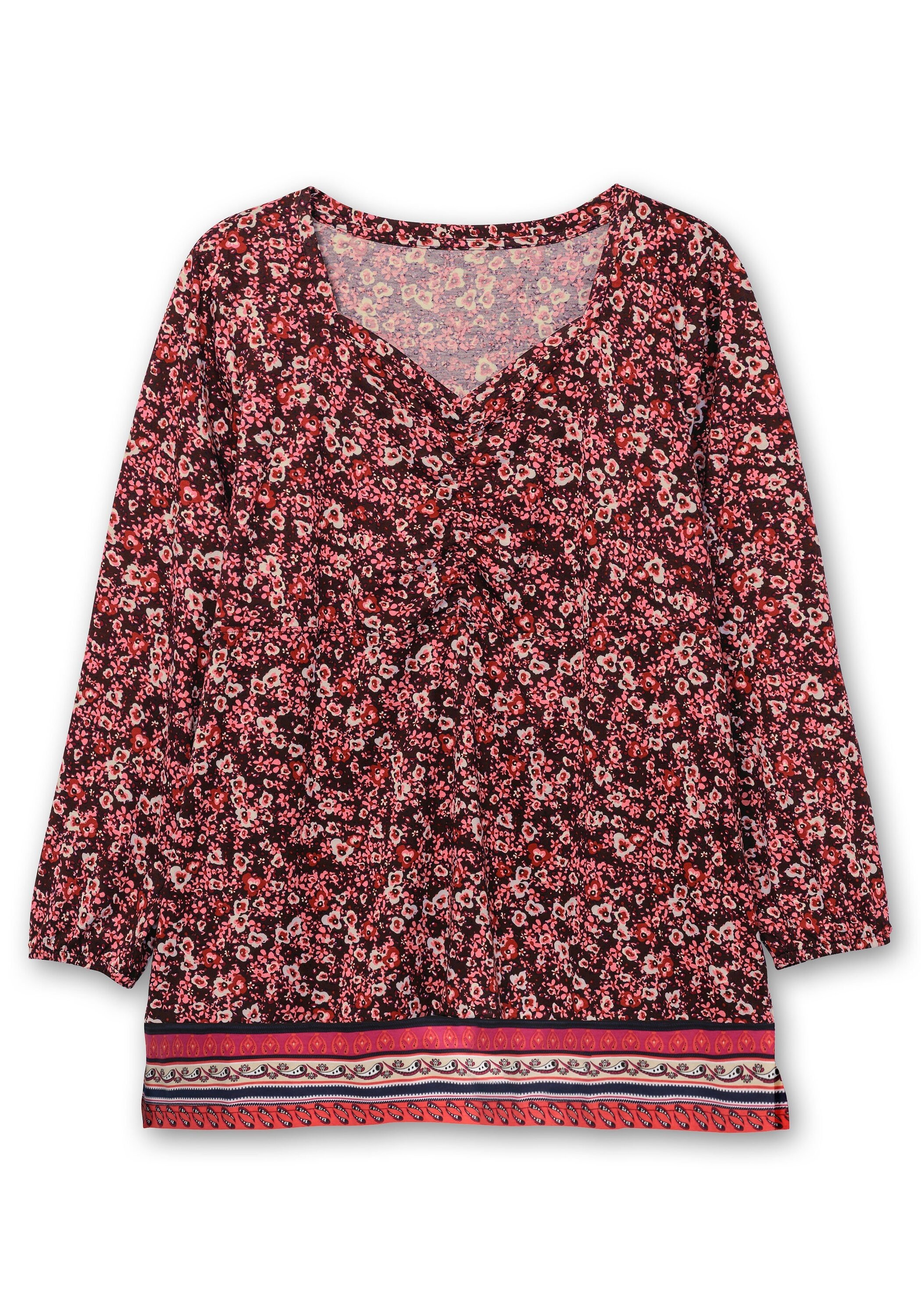Sheego Langarmshirt »Langarmshirt in A-Linie, mit Raffungen«, in A-Linie, mit Raffungen