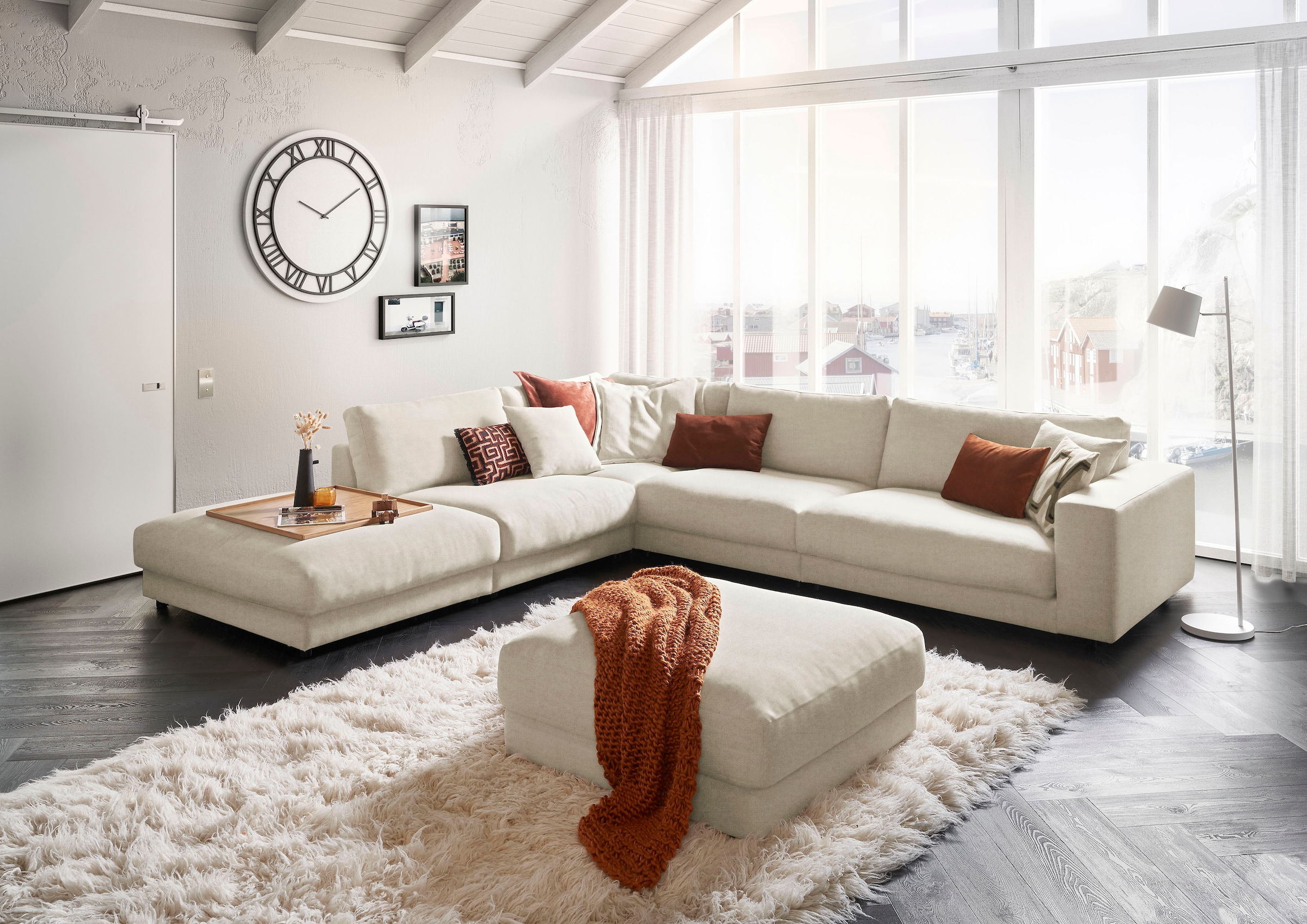 3C Candy Ecksofa »Enisa II, bequem und komfortabel, großes Familiensofa, L-Form«, incl. 3 Flatterkissen, wahlweise mit Flecken-Schutz-Bezug Easy care
