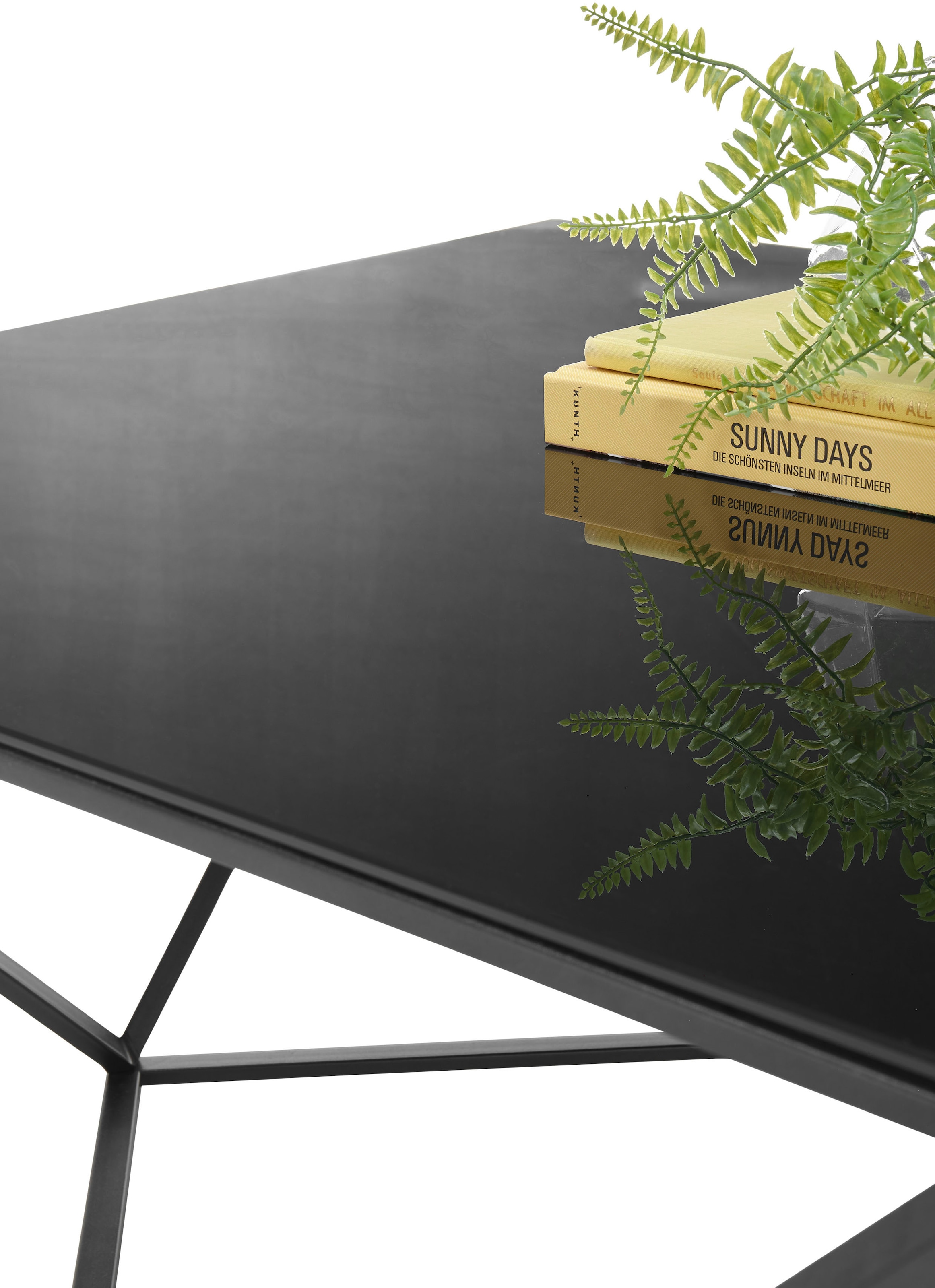 Stolkom Couchtisch »Senta Glastisch quadratisch schwarz, moderner Tisch BxHxT 80x45x80 cm«, Quadratisch, Glas in schwarz getönt, Formschönes Gestell schwarz