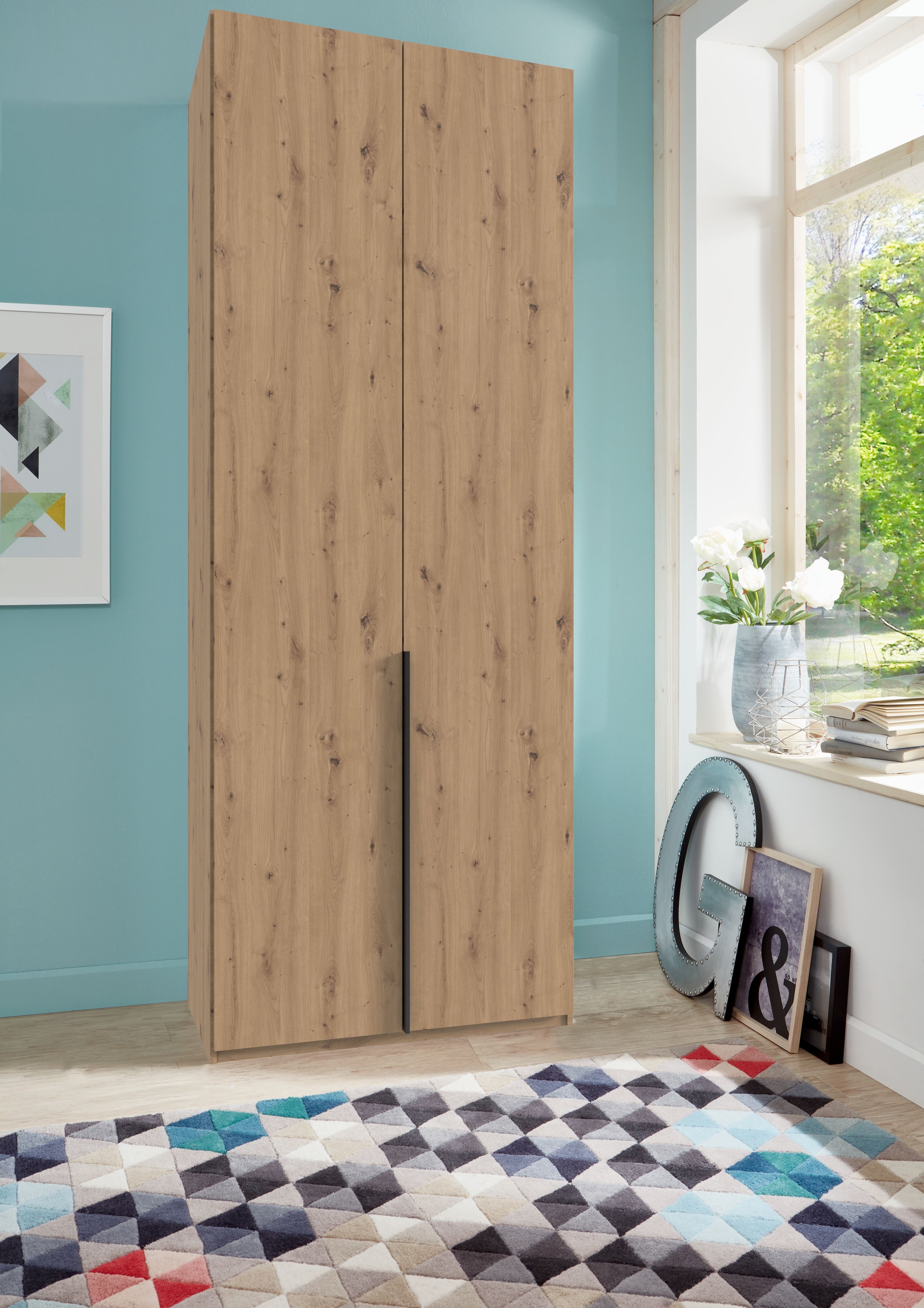 Wimex Kleiderschrank »Mugano,in 5 Breiten,2 Höhen,2 Tiefen, viele Farben, Made in Germany« in Basic oder Premium Ausstattung,  mit langen Griffen aus Metall, mit oder ohne Spiegel