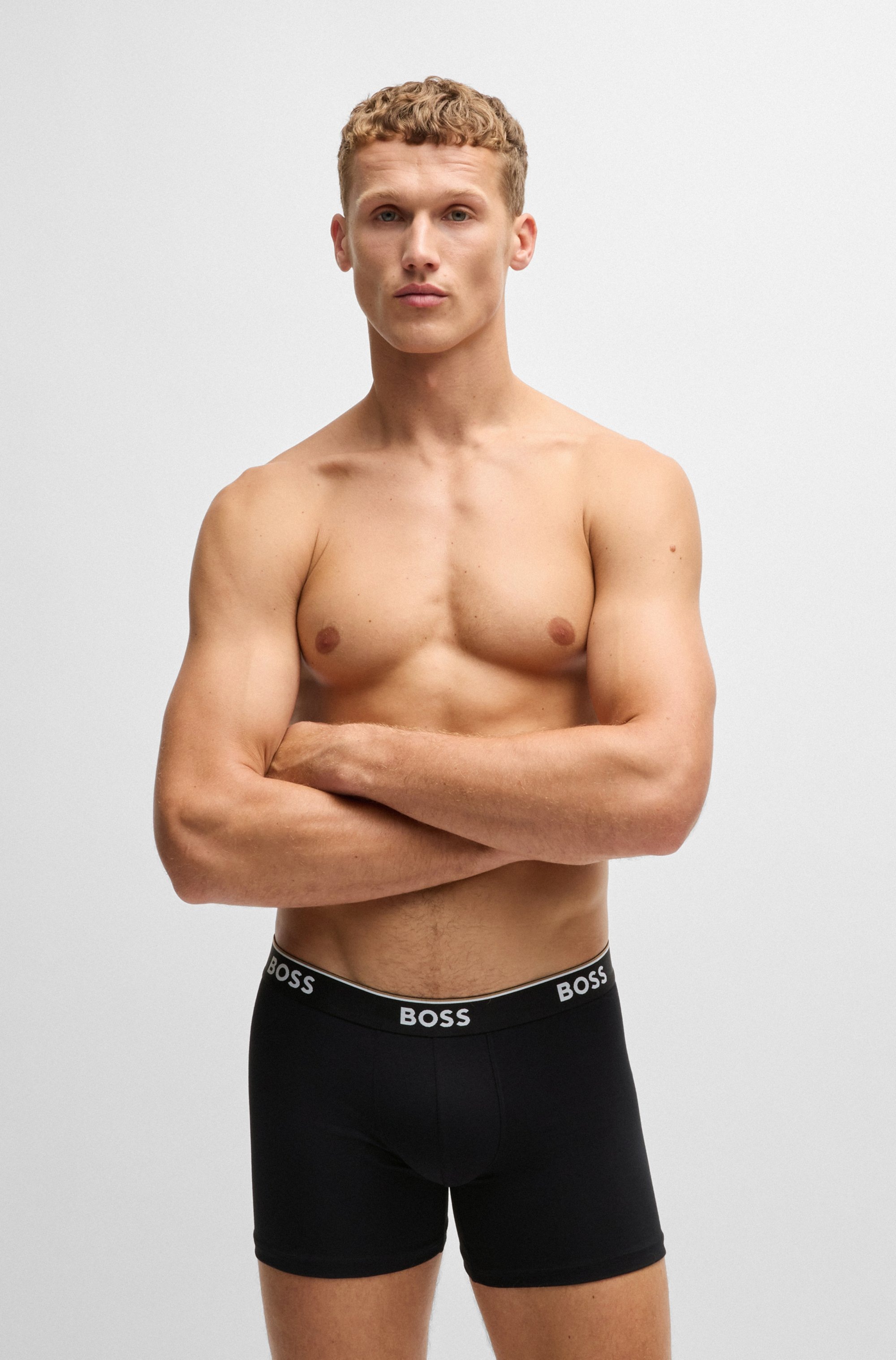 BOSS Langer Boxer »Brief 3 PACK«, mit farblich passendem Webbund