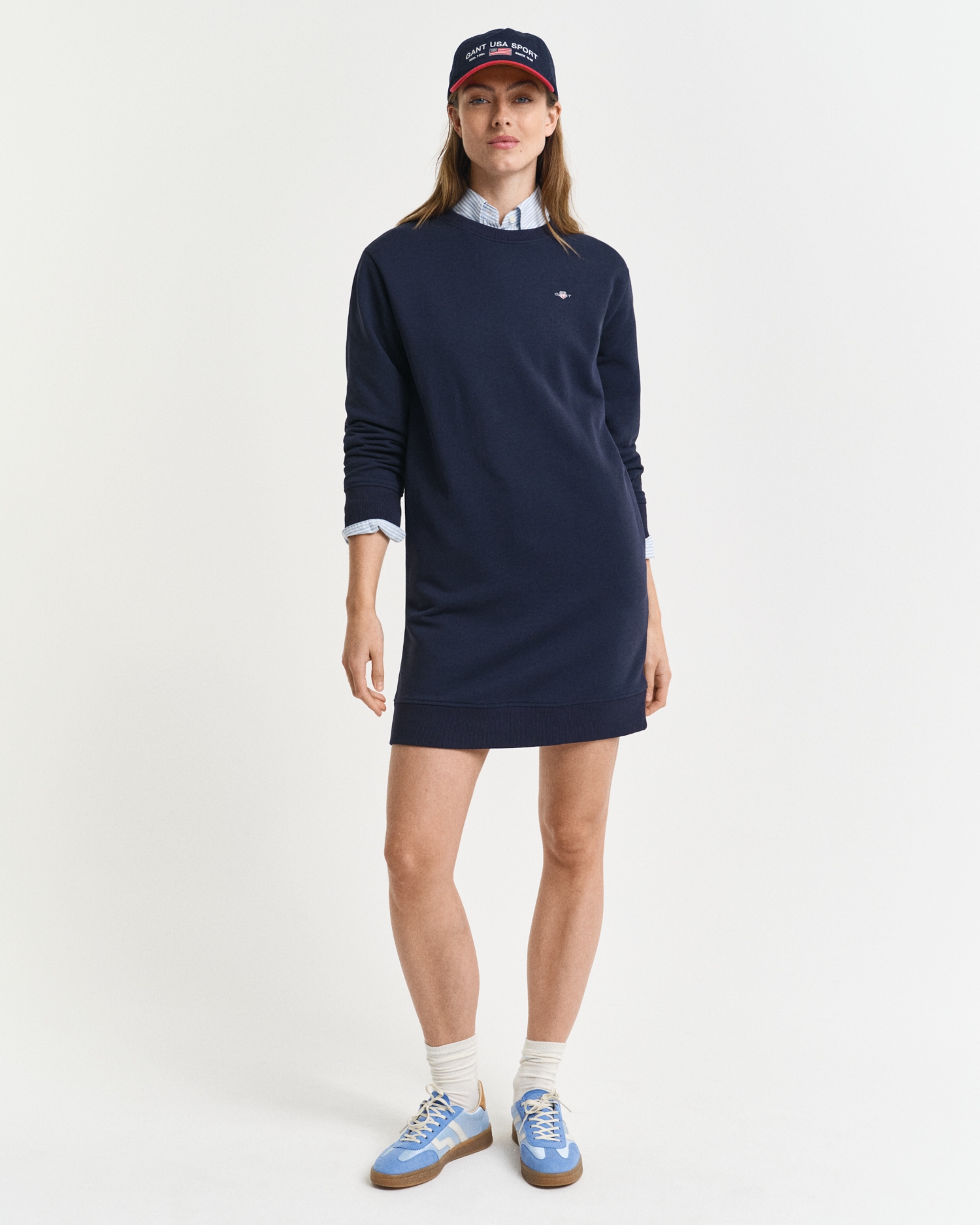 Gant Sweatkleid »SHIELD C-NECK SWEAT DRESS«, Shield Sweatkleid mit Rundhalsausschnitt