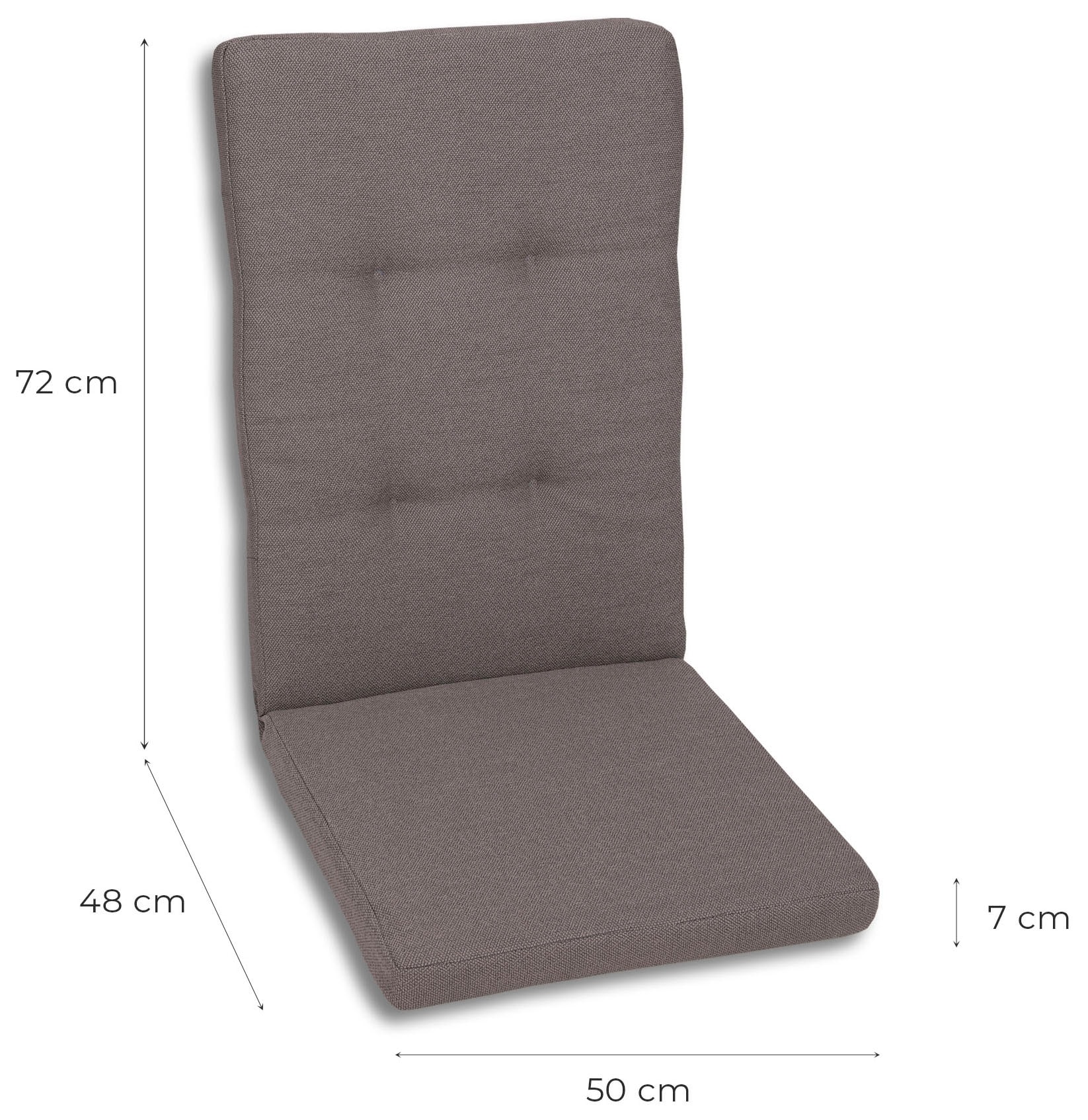 GO-DE Hochlehnerauflage Uni Bouclé taupe - Maße BxLxH ca.: 50 cm x 120 cm x 7 cm