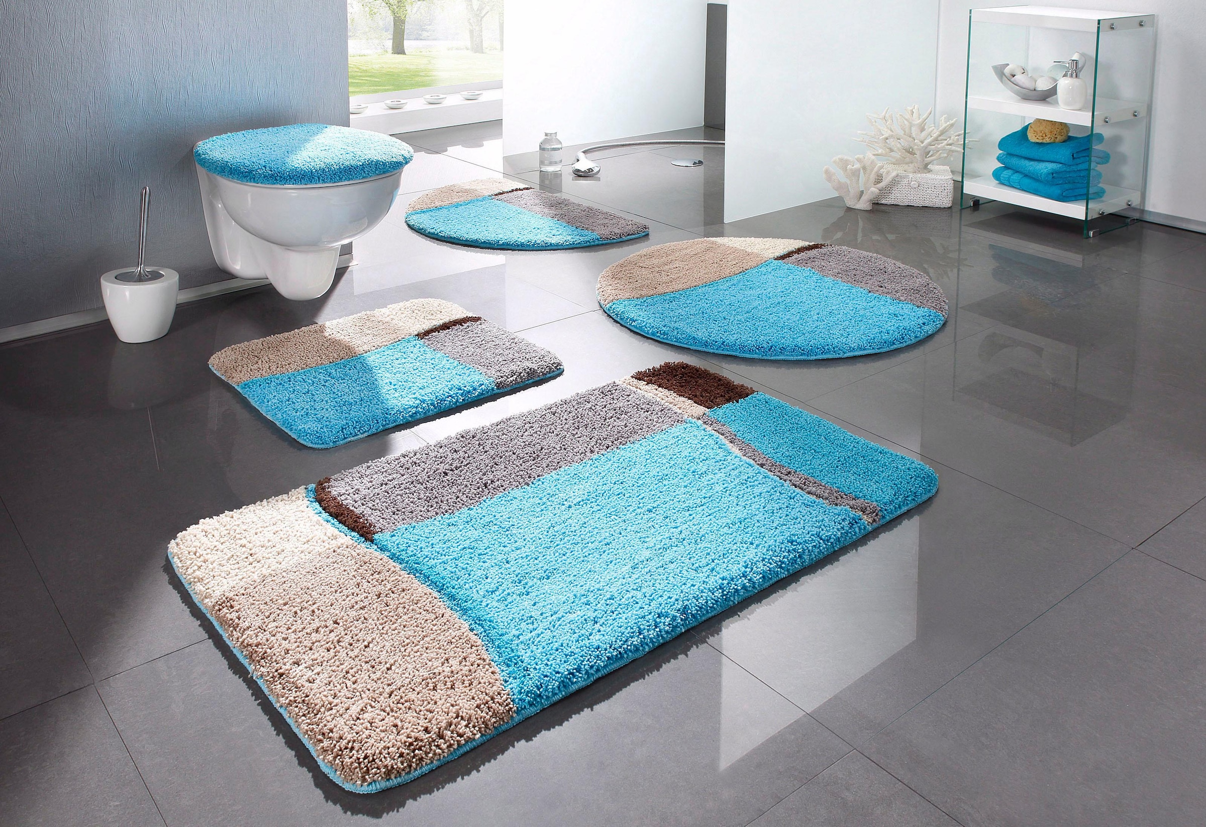 my home Badematte »Belio«, rutschhemmend beschichtet, fußbodenheizungsgeeignet-schnell trocknend-strapazierfähig, Badematte, Badteppich, Badematten auch als 2 tlg. Set erhältlich, bunt