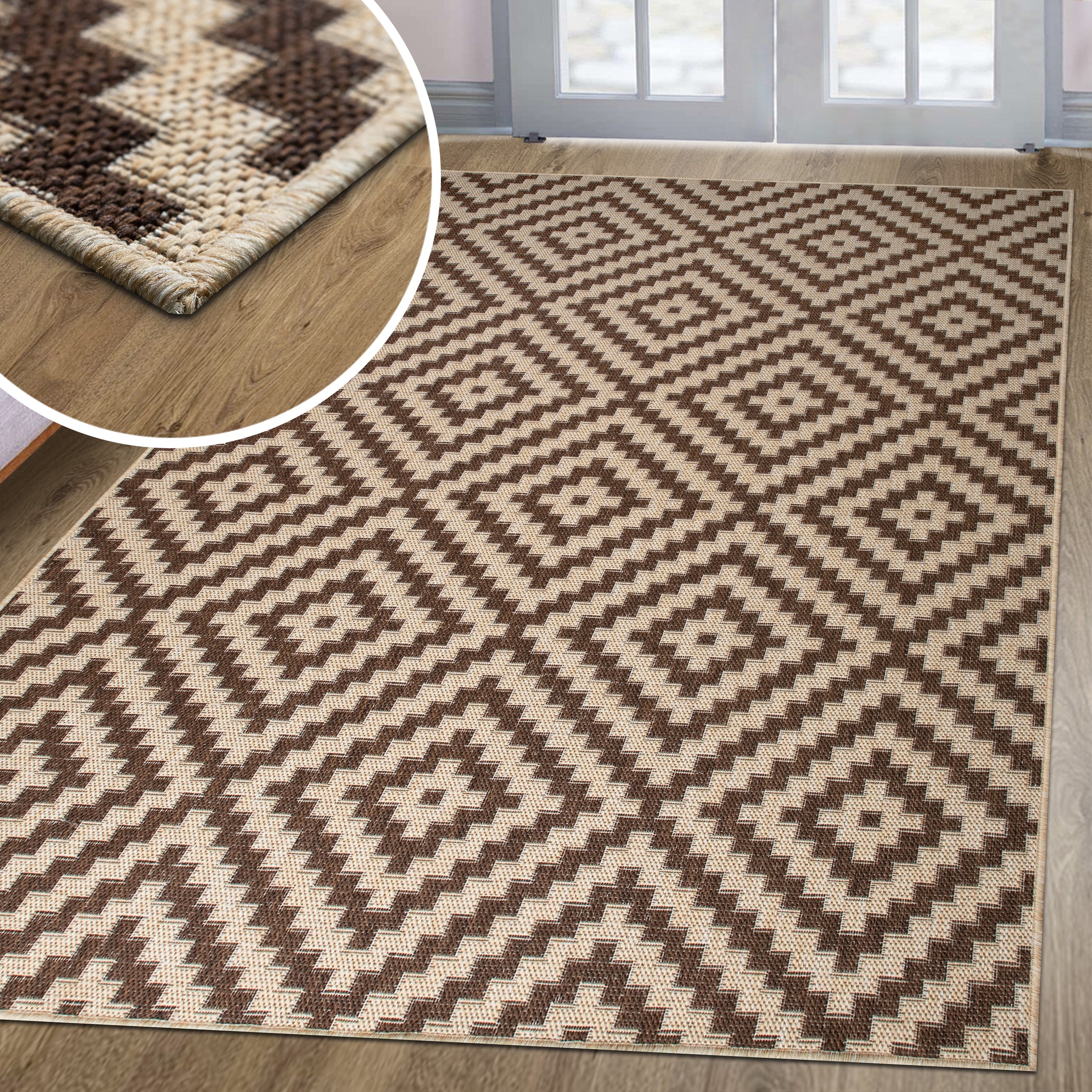 OTTO home Teppich »Cordoba auch als Läufer erhältlich« rechteckig 3 mm Höhe In- und Outdoor geeignet, Sisal-Optik, Wetterfest & UV-beständig, Boho